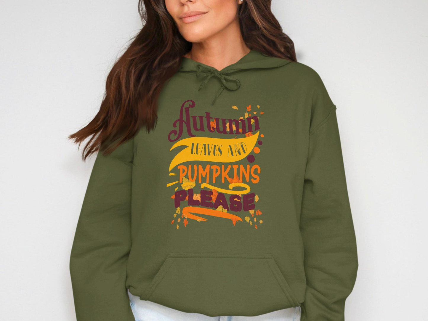 Funny Fall Autumn T Shirt with Leaves and Pumpkins Please Design, Perfect Casual Tee for Pumpkin Spice Lovers, Cute Seasonal Shirt Gift
