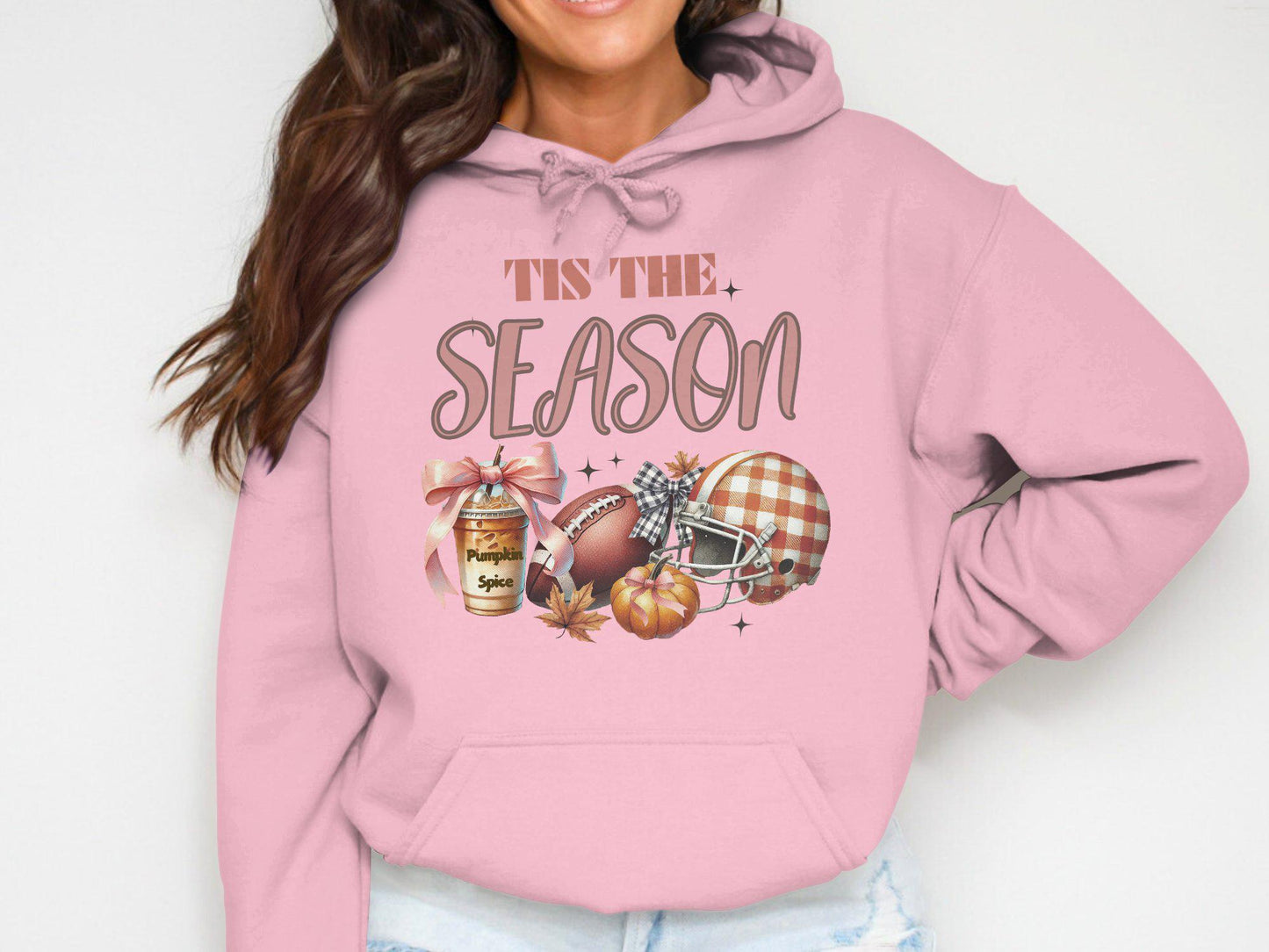 Cute Fall Football and Pumpkin Spice Tis The Season Graphic Tee, Cozy Autumn Shirt, Trendy Fall Tee, Perfect For Fall Lovers