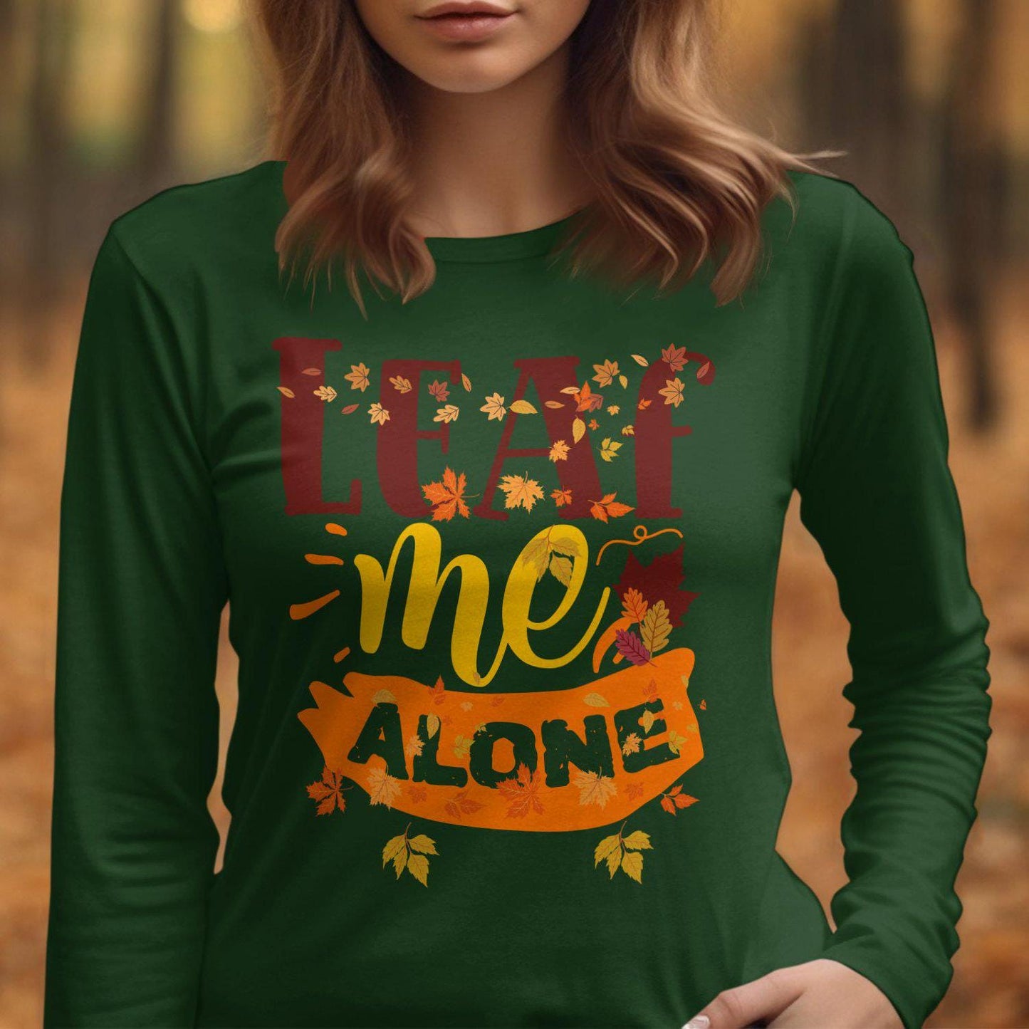 Leaf Me Alone Autumn Fall Season Leaves Graphic T-Shirt, Fun Fall Shirt for Autumn Lovers, Perfect Gift for Fall Enthusiasts