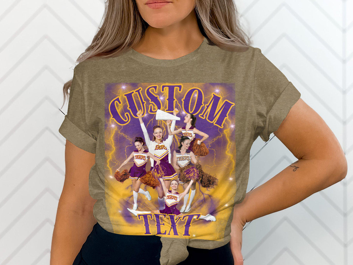 Cheerleader Graphic T-Shirt Customized Design Athletic Team Spirit Tee Cheer Squad Personalized Gift Fun Sportswear Top