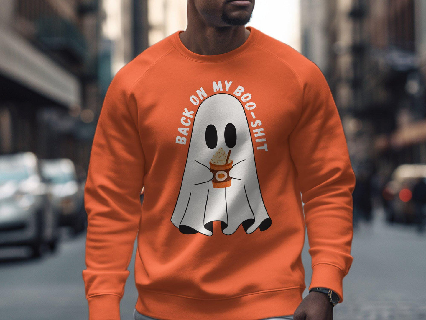 Ghost Drinking Coffee Funny Halloween Shirt, Ghost Back On My Boo Shit T-Shirt, Cute Spooky Graphic Tee, Halloween Party Shirt