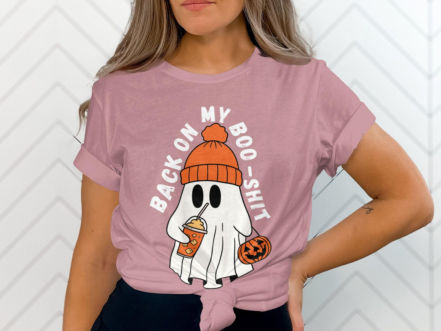 Back On My Boo Shit Ghost T-Shirt, Funny Halloween Graphic Tee, Spooky Season Top, Cute Ghost Shirt, Halloween Party Outfit