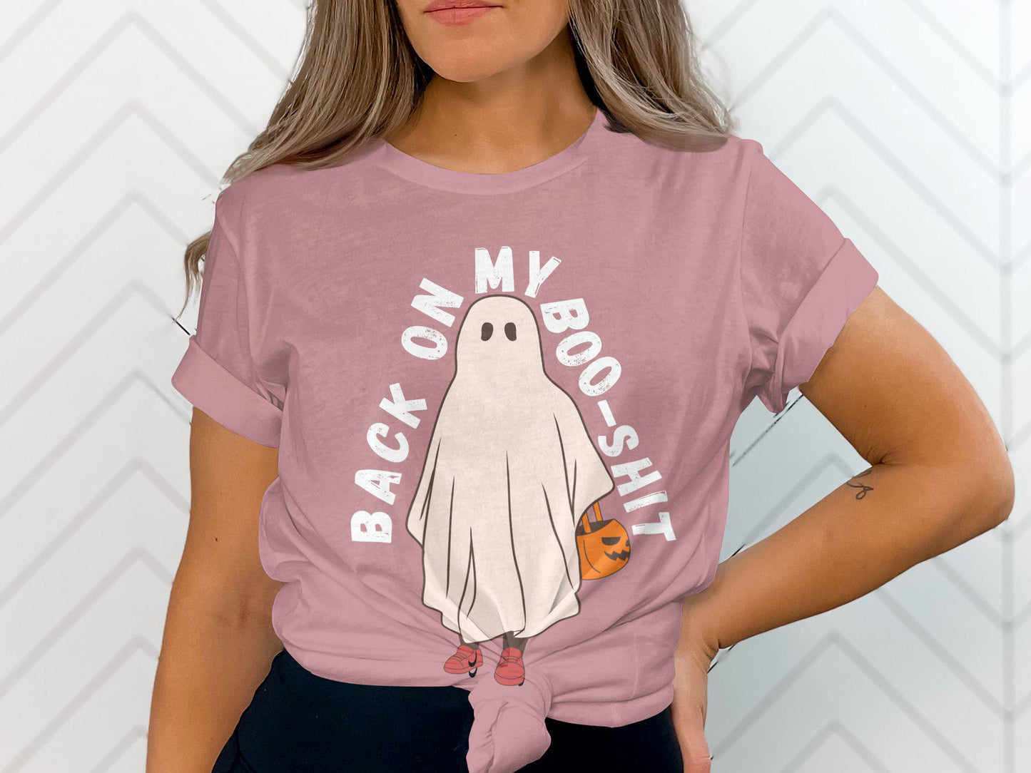 Funny Halloween T-Shirt, Back On My Boo Shit Ghost Design Tee, Spooky Halloween Costume Shirt, Humorous Graphic Tee, Halloween Apparel