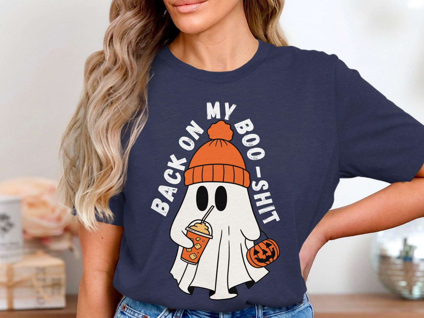 Back On My Boo Shit Ghost T-Shirt, Funny Halloween Graphic Tee, Spooky Season Top, Cute Ghost Shirt, Halloween Party Outfit
