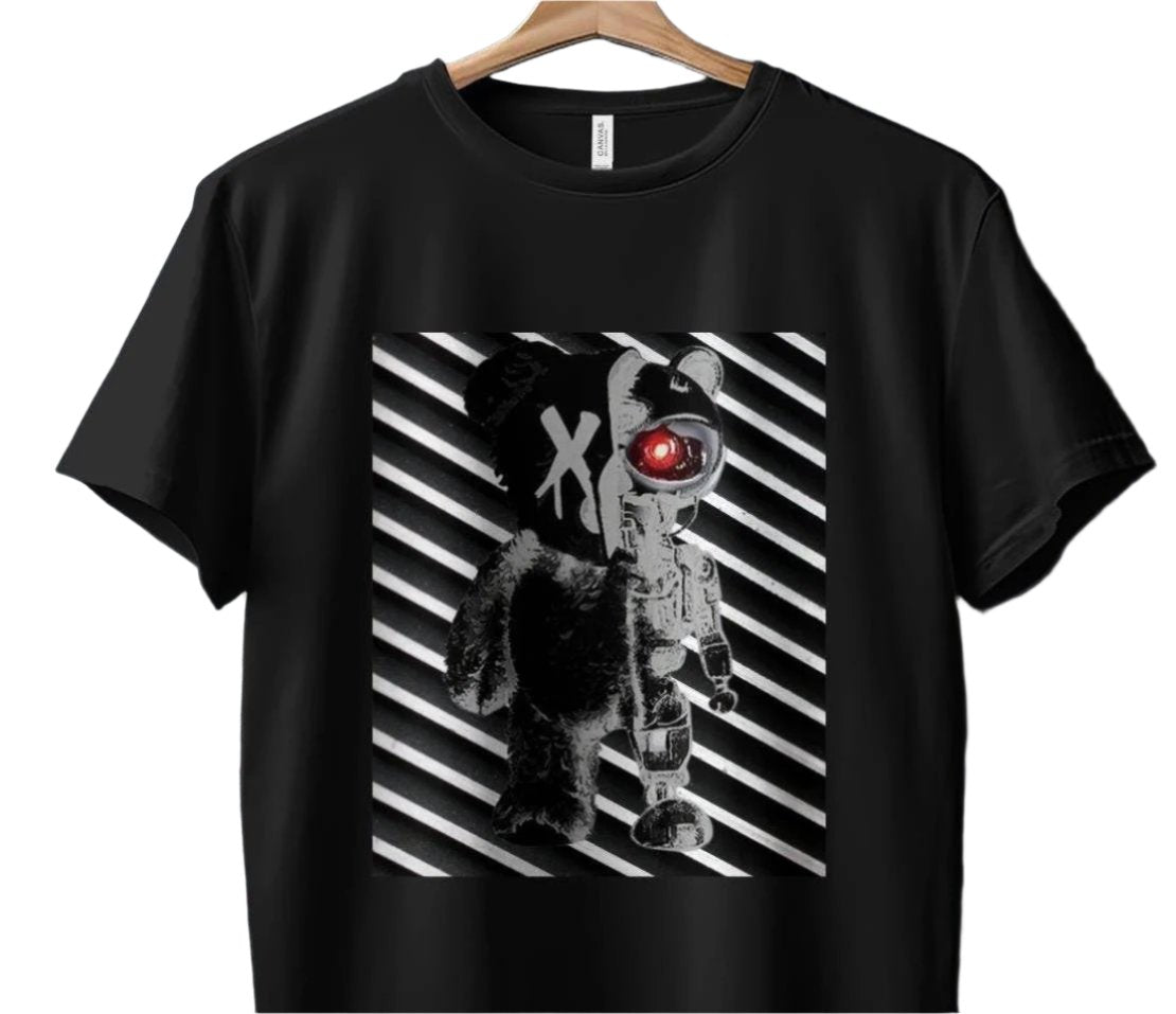 Cyborg Bear T-Shirt, Unique Graphic Tee, Eye-Catching Design Top, Cool Streetwear Shirt, Trendy Urban Fashion, Mens Womens Apparel