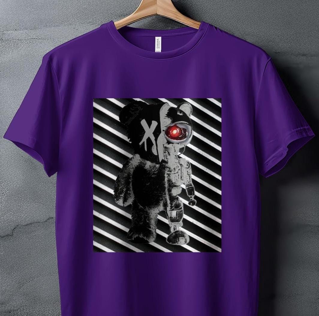 Cyborg Bear T-Shirt, Unique Graphic Tee, Eye-Catching Design Top, Cool Streetwear Shirt, Trendy Urban Fashion, Mens Womens Apparel