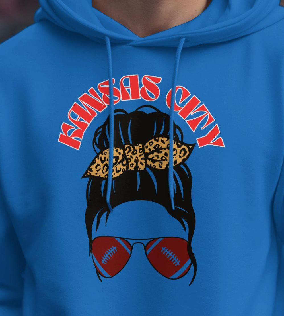 Kansas City Football Fan T-Shirt, Leopard Print Headband, Sunglasses Graphic Tee, Trendy Kansas City Tee, Game Day Outfit, Fan Apparel