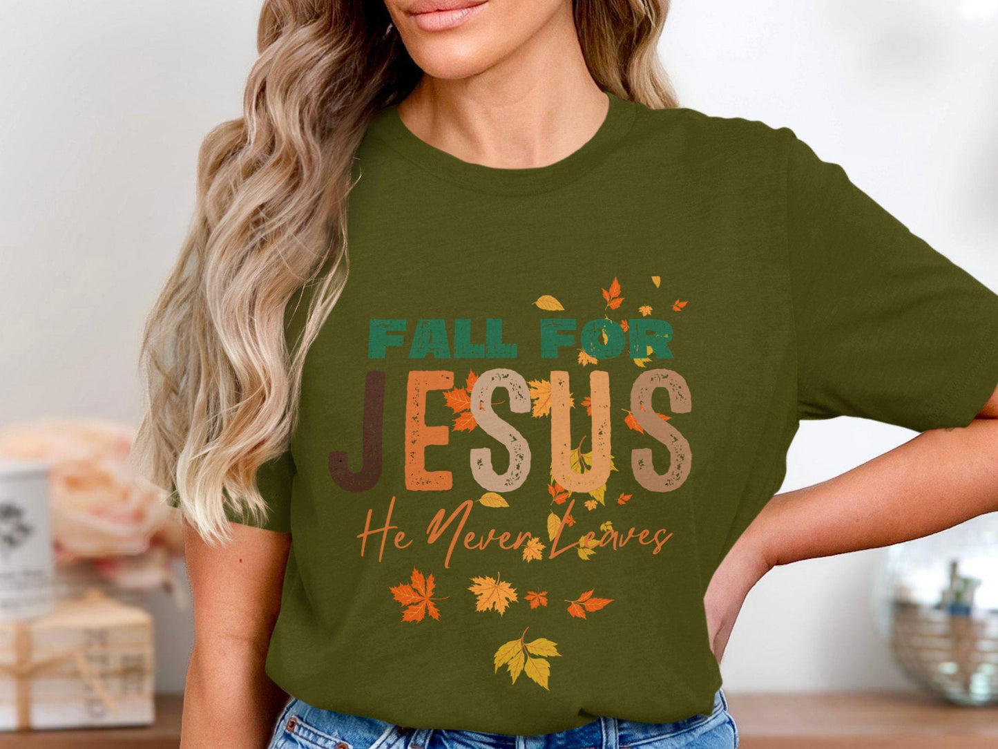 Fall For Jesus T-Shirt, Religious Autumn Tee, Christian Fall Apparel, Inspirational Faith Clothing, Gift for her, Gift for mom, Christian