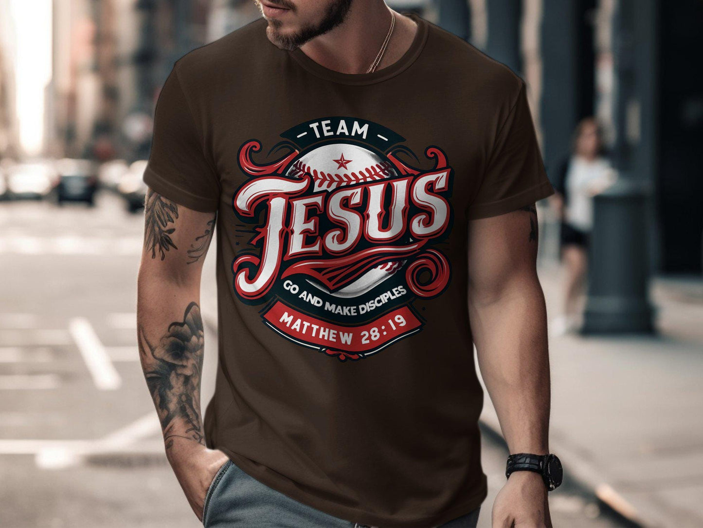 Team Jesus Graphic T-Shirt, Christian Go and Make Disciples Shirt, Matthew 28 19 Bible Verse Tee, Religious Faith Baseball Design, gift idea