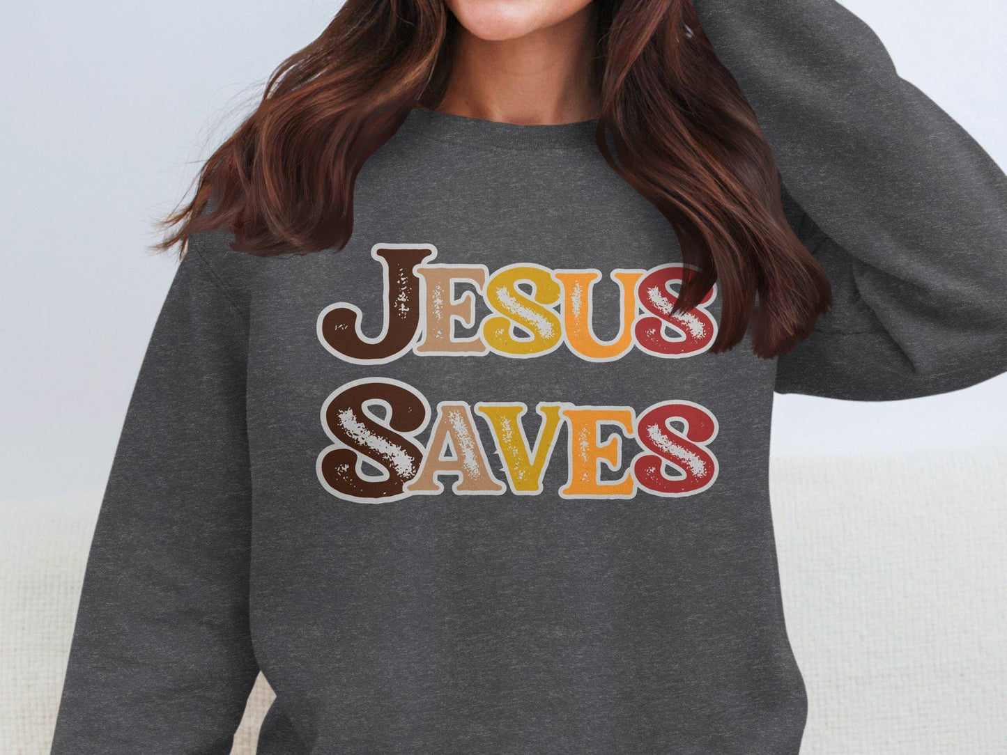 Inspirational Religious T-Shirt Jesus Saves Graphic Tee Faith-Based Christian Message Shirt Positive Spiritual Apparel