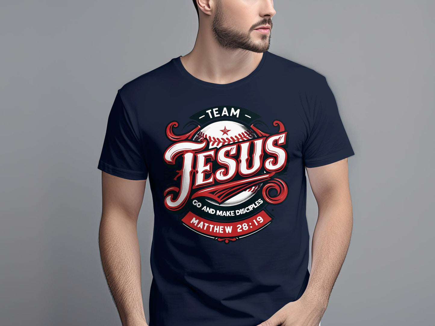 Team Jesus Graphic T-Shirt, Christian Go and Make Disciples Shirt, Matthew 28 19 Bible Verse Tee, Religious Faith Baseball Design, gift idea