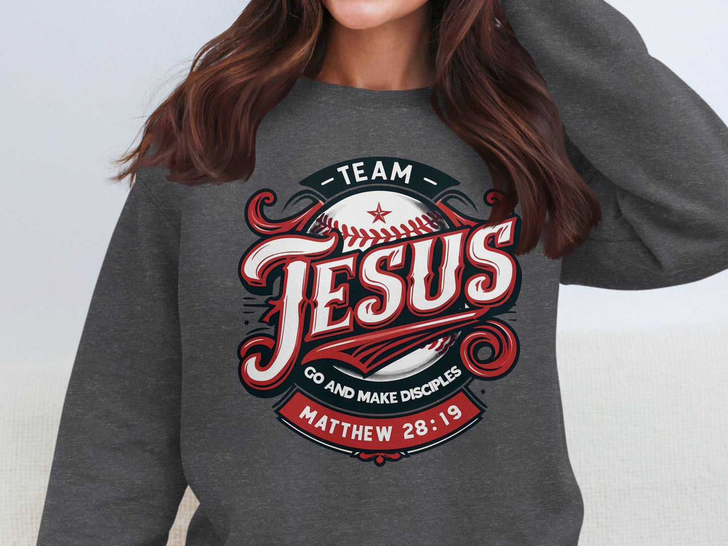 Team Jesus Graphic T-Shirt, Christian Go and Make Disciples Shirt, Matthew 28 19 Bible Verse Tee, Religious Faith Baseball Design, gift idea