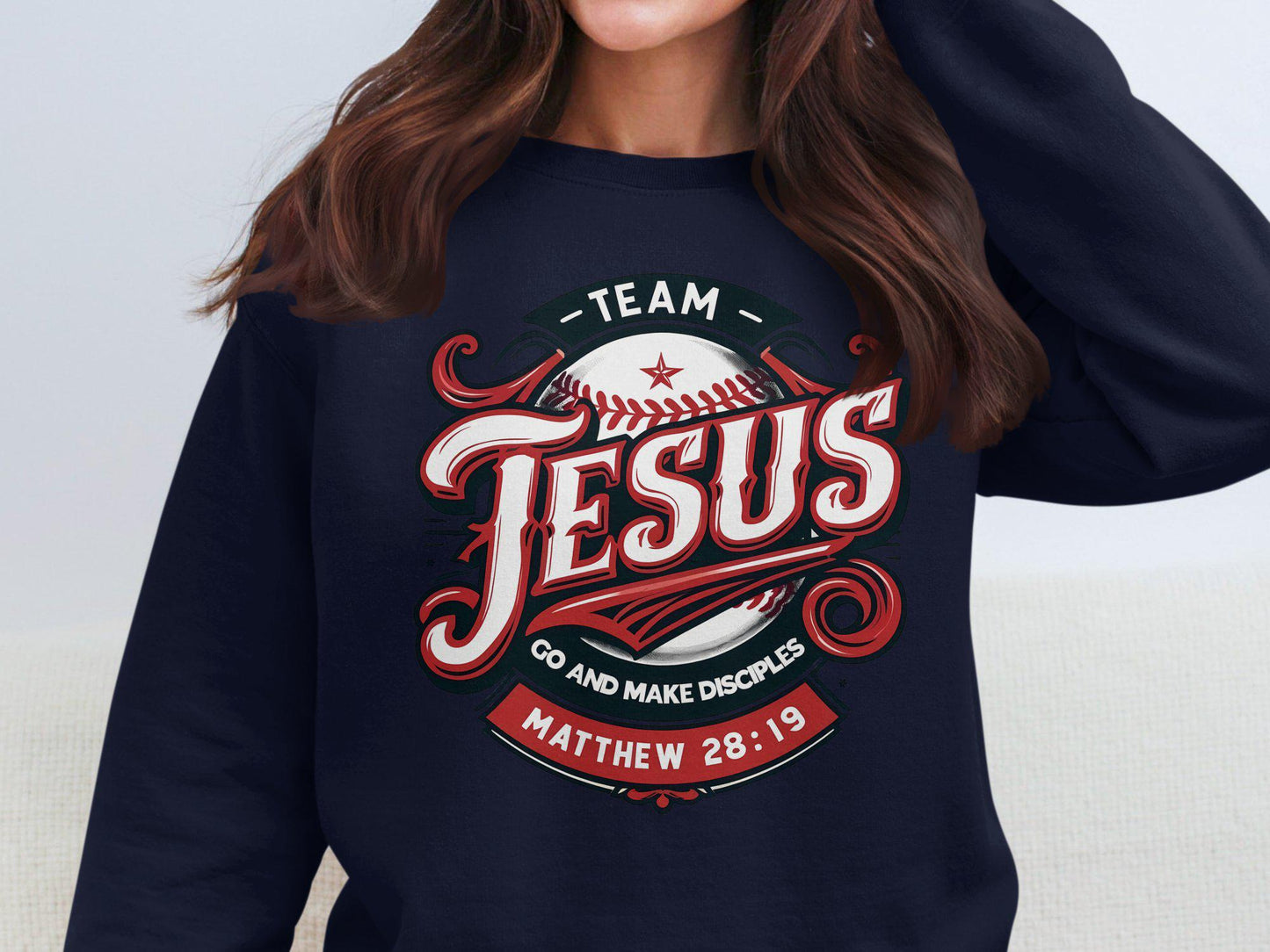 Team Jesus Graphic T-Shirt, Christian Go and Make Disciples Shirt, Matthew 28 19 Bible Verse Tee, Religious Faith Baseball Design, gift idea