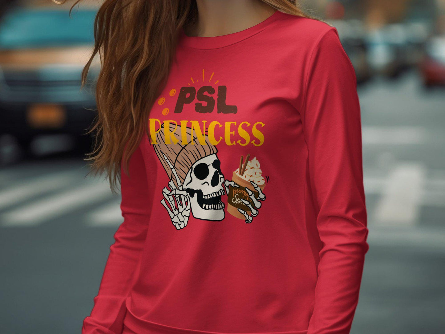 PSL Princess T-Shirt Halloween Skeleton Pumpkin Spice Apparel Fall Season Graphic Tee Cute Autumn Unisex Shirt
