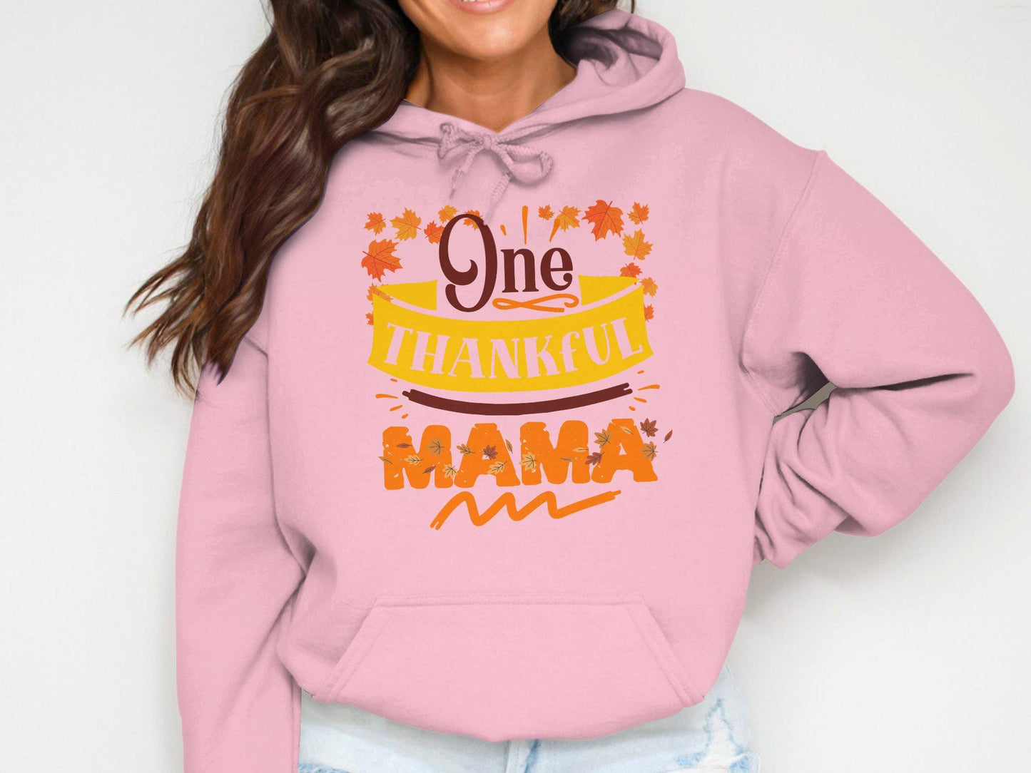 One Thankful Mama T-Shirt, Autumn Fall Leaves Graphic Tee, Thanksgiving Family Shirt, Gift for Mom, Fall Season Apparel