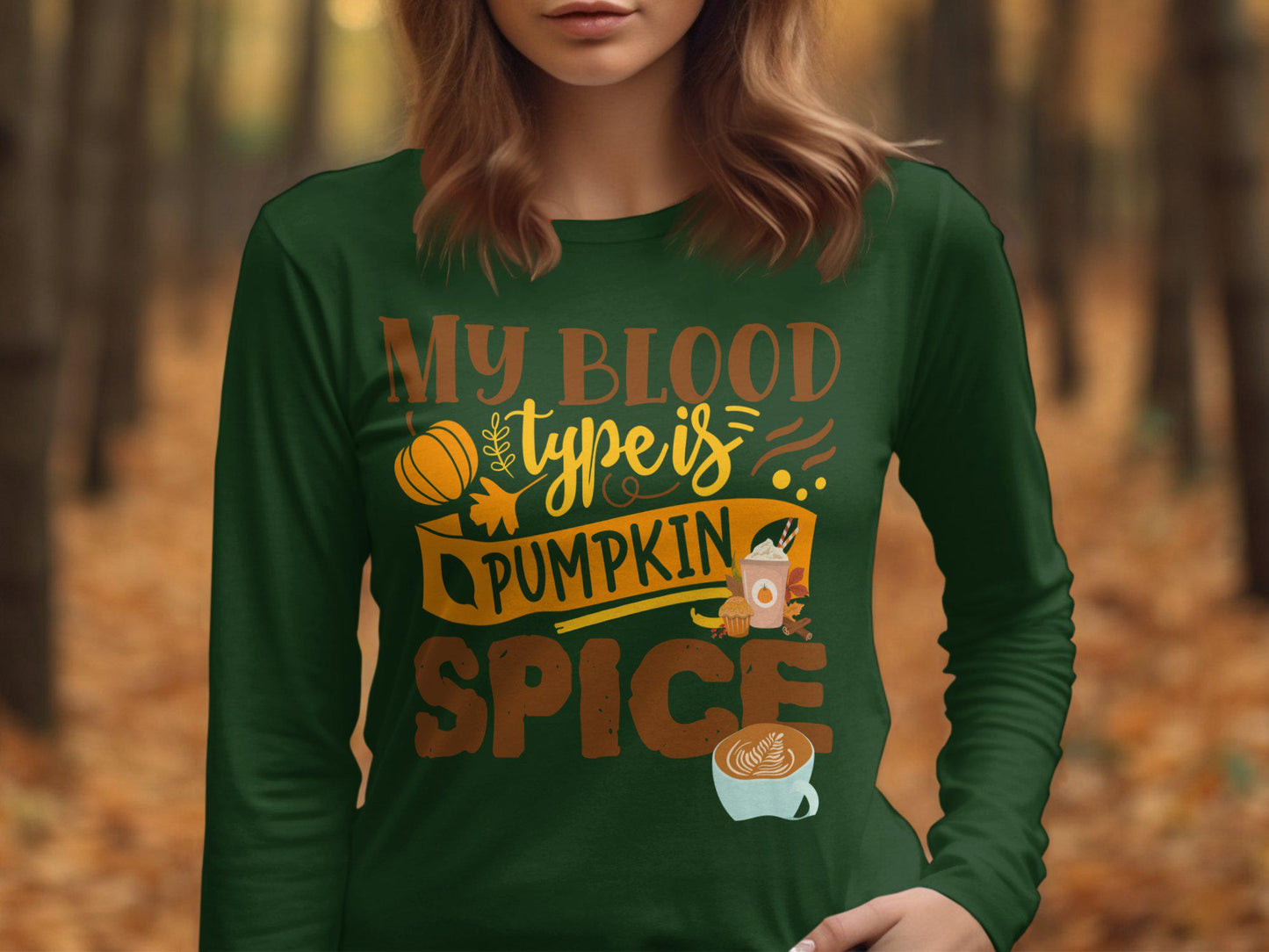 My Blood Type Is Pumpkin Spice T Shirt Autumn Coffee Lover Halloween Fall Graphic Tee Unisex Sizes Available Gift Idea