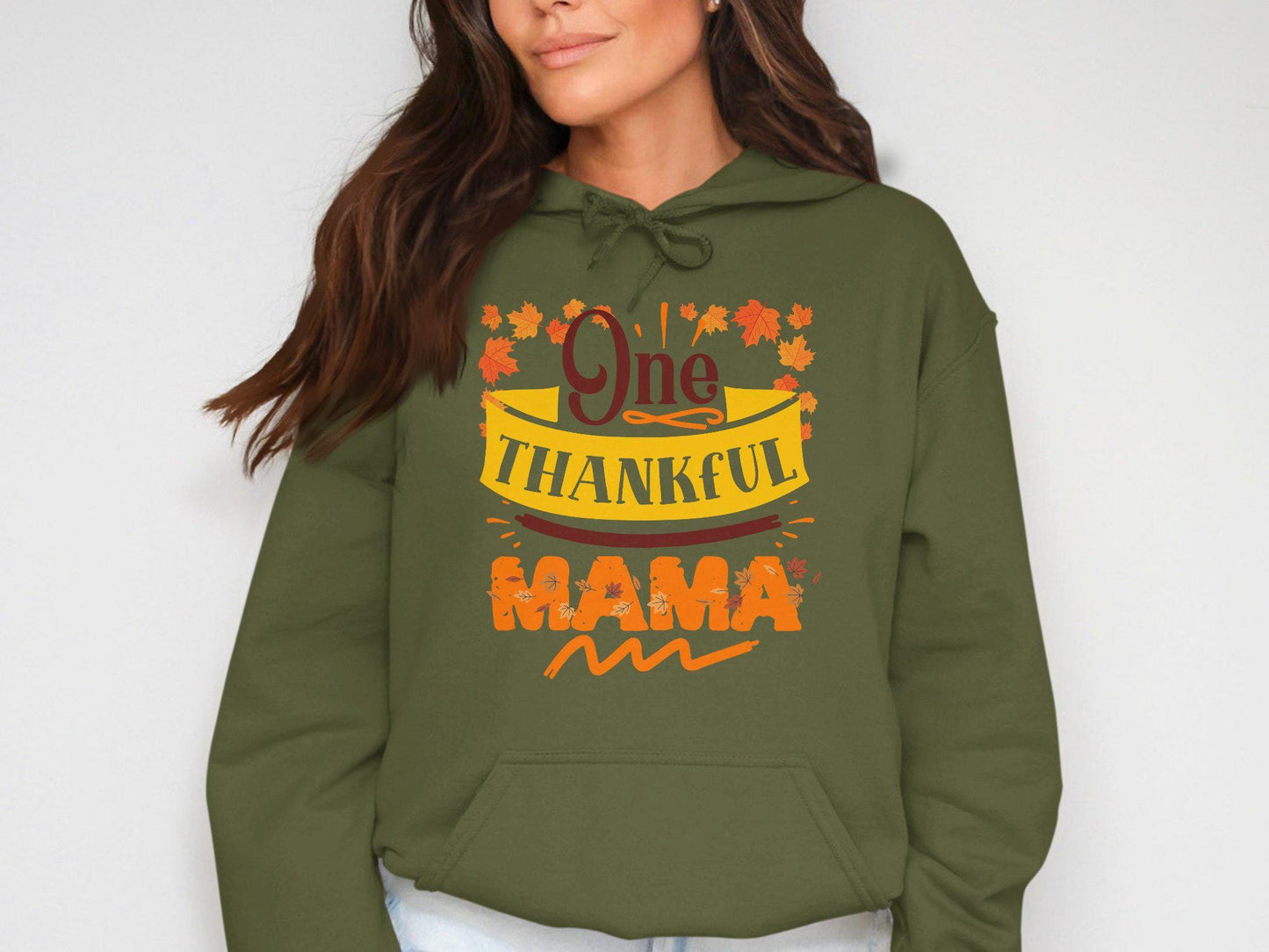 One Thankful Mama T-Shirt, Autumn Fall Leaves Graphic Tee, Thanksgiving Family Shirt, Gift for Mom, Fall Season Apparel