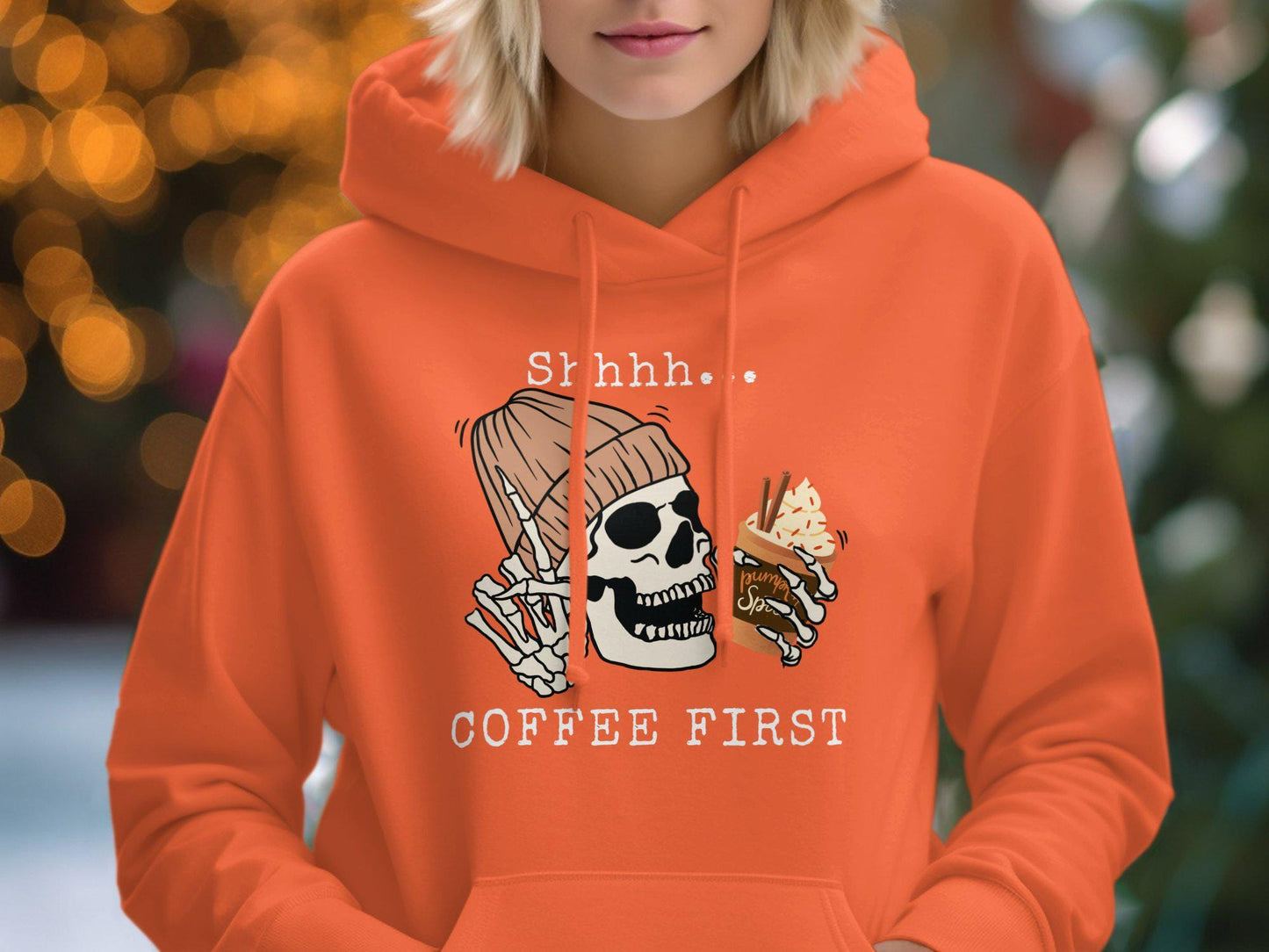 Funny Skeleton Drinking Pumpkin Spice Latte T-Shirt, Halloween Graphic Tee for Coffee Lovers, Fall Season Unisex Shirt, Cute Skeleton