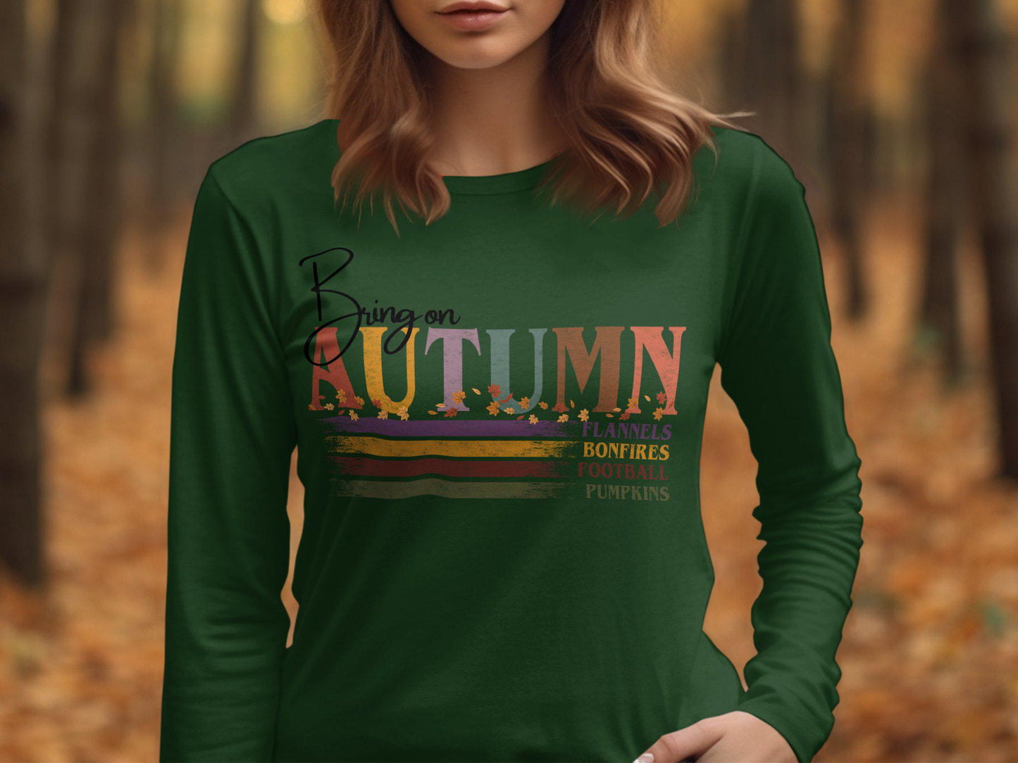 Autumn T-Shirt, Bring on Autumn Graphic Tee, Flannels Bonfires Football Pumpkins Shirt, Fall Season T-Shirt, Autumn Leaf Tee