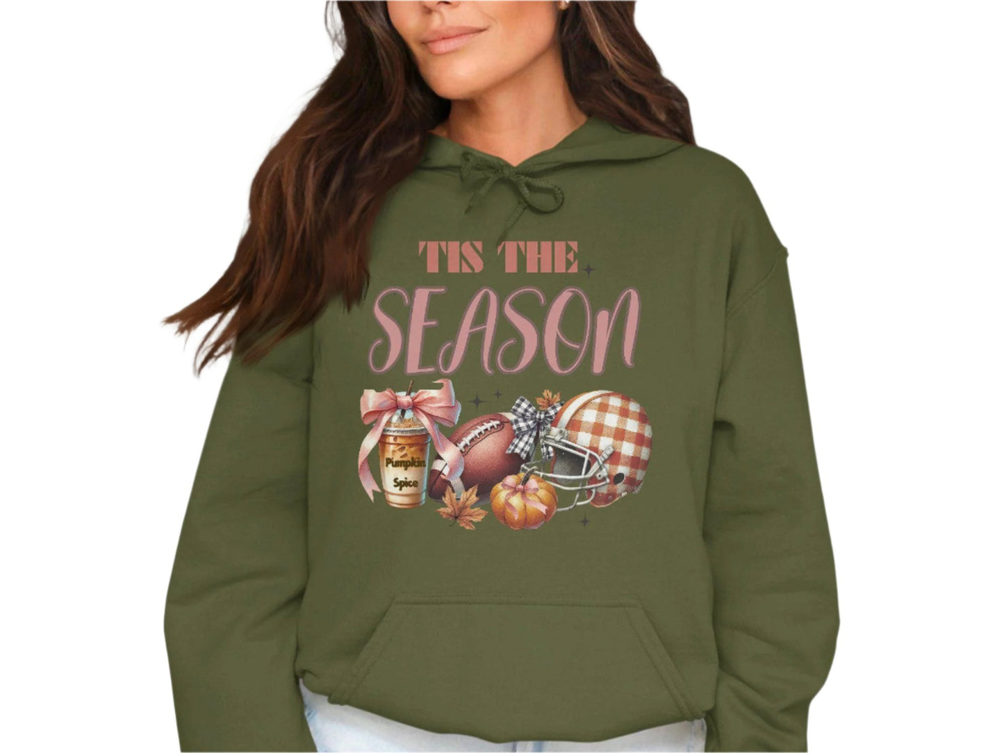 Cute Fall Football and Pumpkin Spice Tis The Season Graphic Tee, Cozy Autumn Shirt, Trendy Fall Tee, Perfect For Fall Lovers