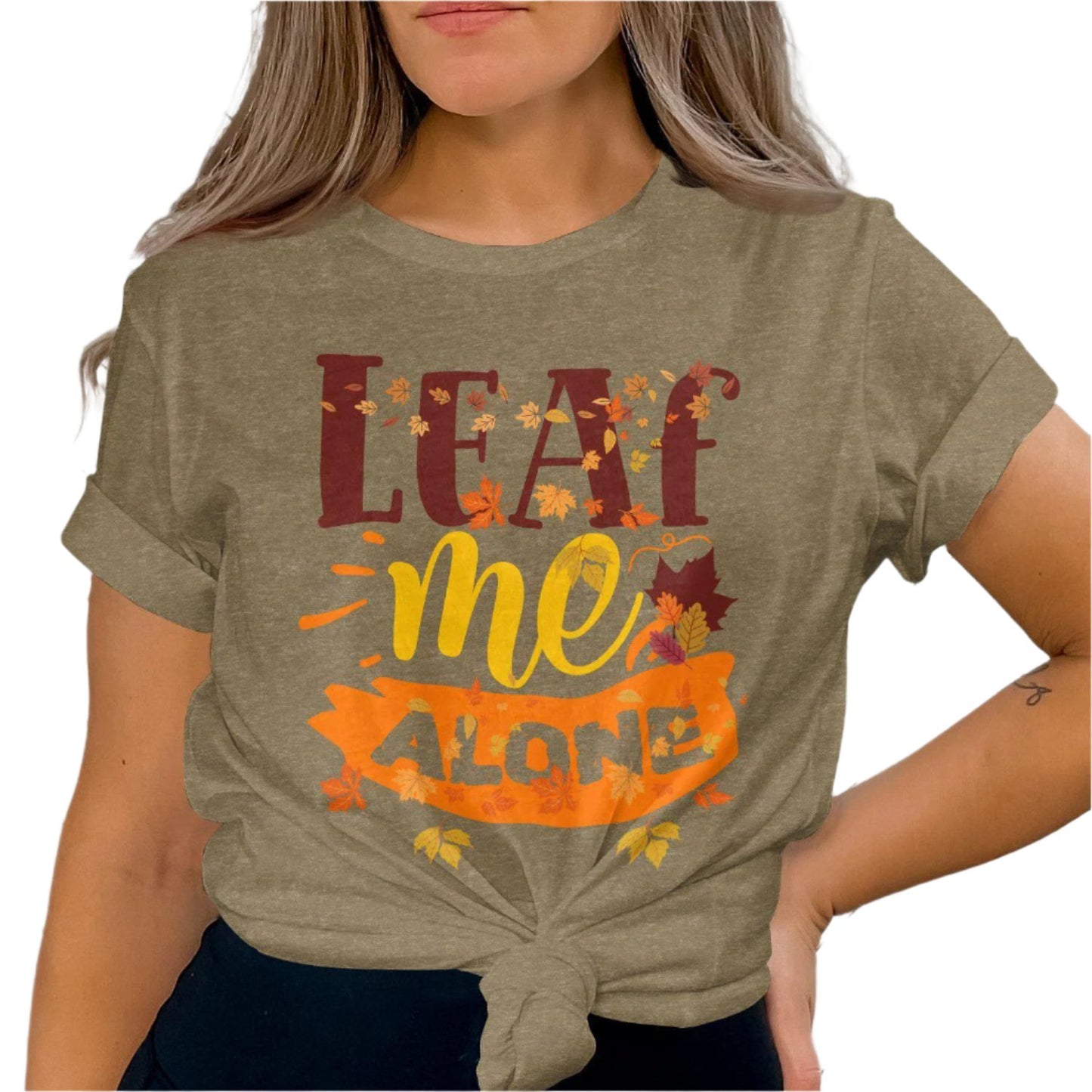 Leaf Me Alone Autumn Fall Season Leaves Graphic T-Shirt, Fun Fall Shirt for Autumn Lovers, Perfect Gift for Fall Enthusiasts