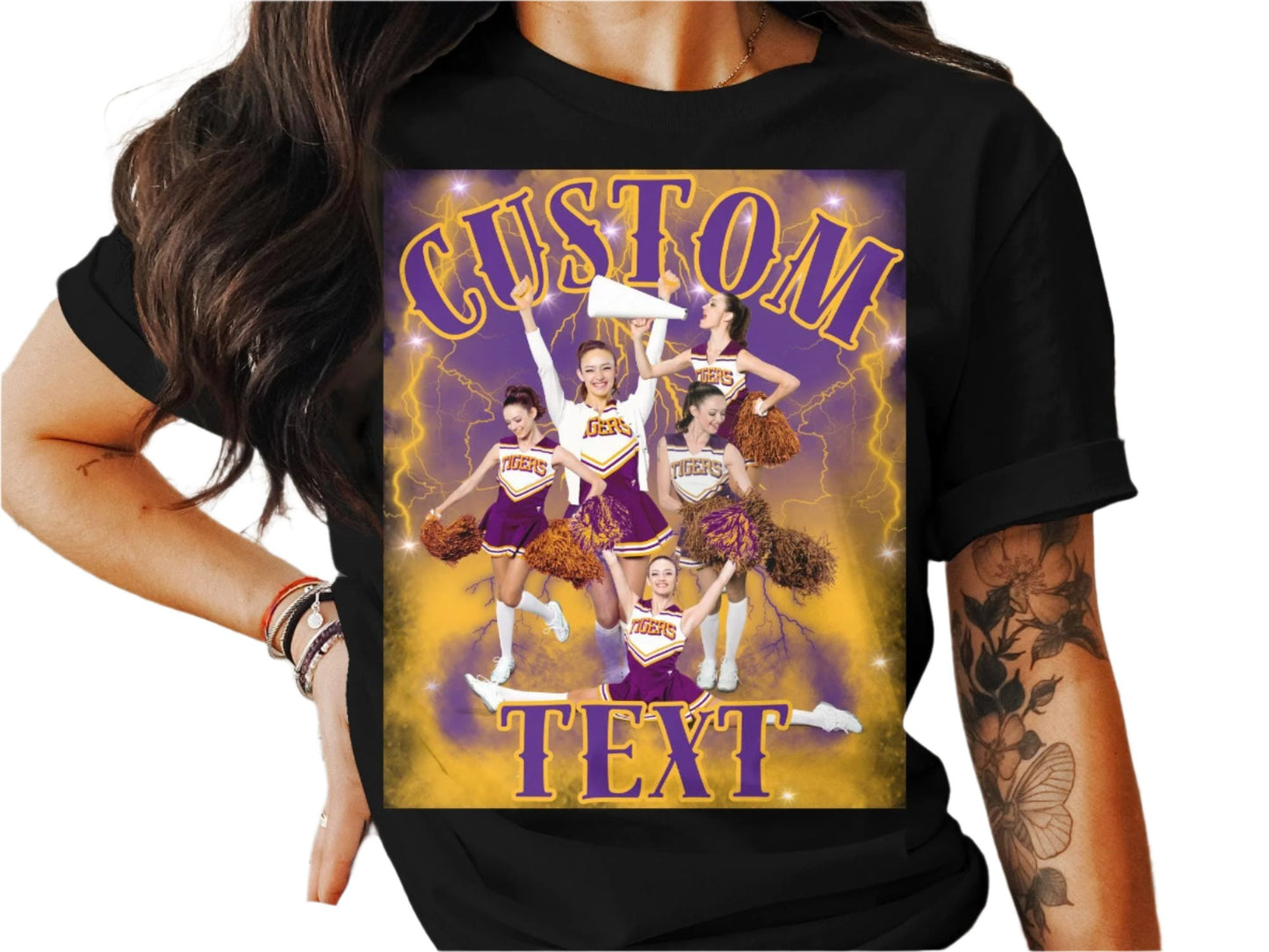 Cheerleader Graphic T-Shirt Customized Design Athletic Team Spirit Tee Cheer Squad Personalized Gift Fun Sportswear Top