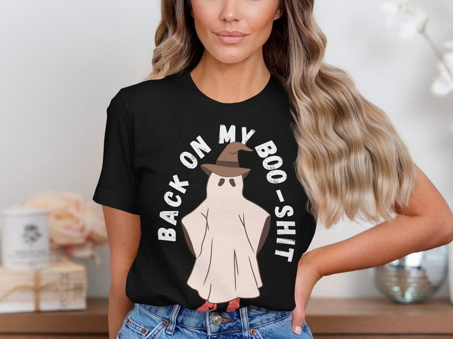 Funny Ghost Back On My Boo Shit Halloween TShirt, Cute Spooky Season Tee, Novelty Ghost TShirt, Halloween Party Shirt, Trick or Treat Top