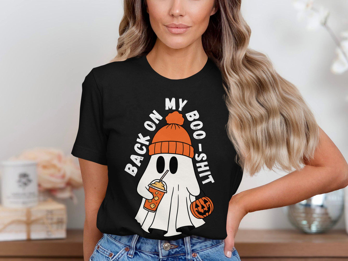 Back On My Boo Shit Ghost T-Shirt, Funny Halloween Graphic Tee, Spooky Season Top, Cute Ghost Shirt, Halloween Party Outfit