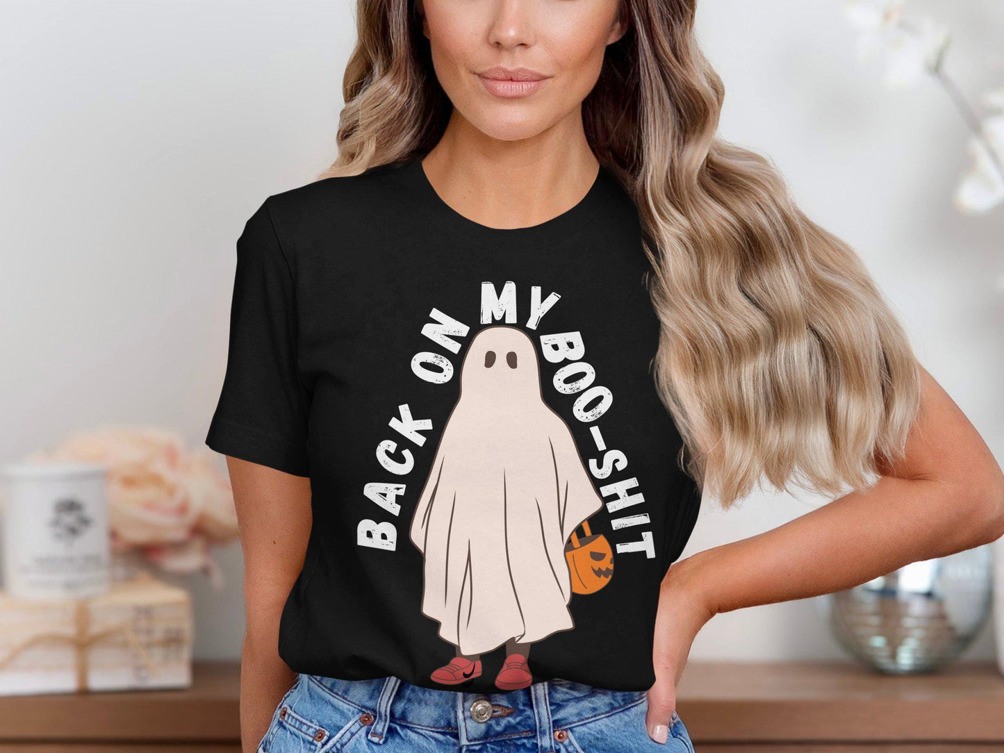 Funny Halloween T-Shirt, Back On My Boo Shit Ghost Design Tee, Spooky Halloween Costume Shirt, Humorous Graphic Tee, Halloween Apparel