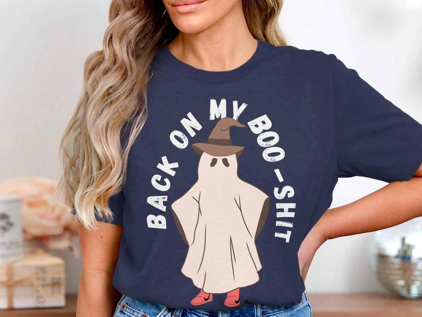 Funny Ghost Back On My Boo Shit Halloween TShirt, Cute Spooky Season Tee, Novelty Ghost TShirt, Halloween Party Shirt, Trick or Treat Top