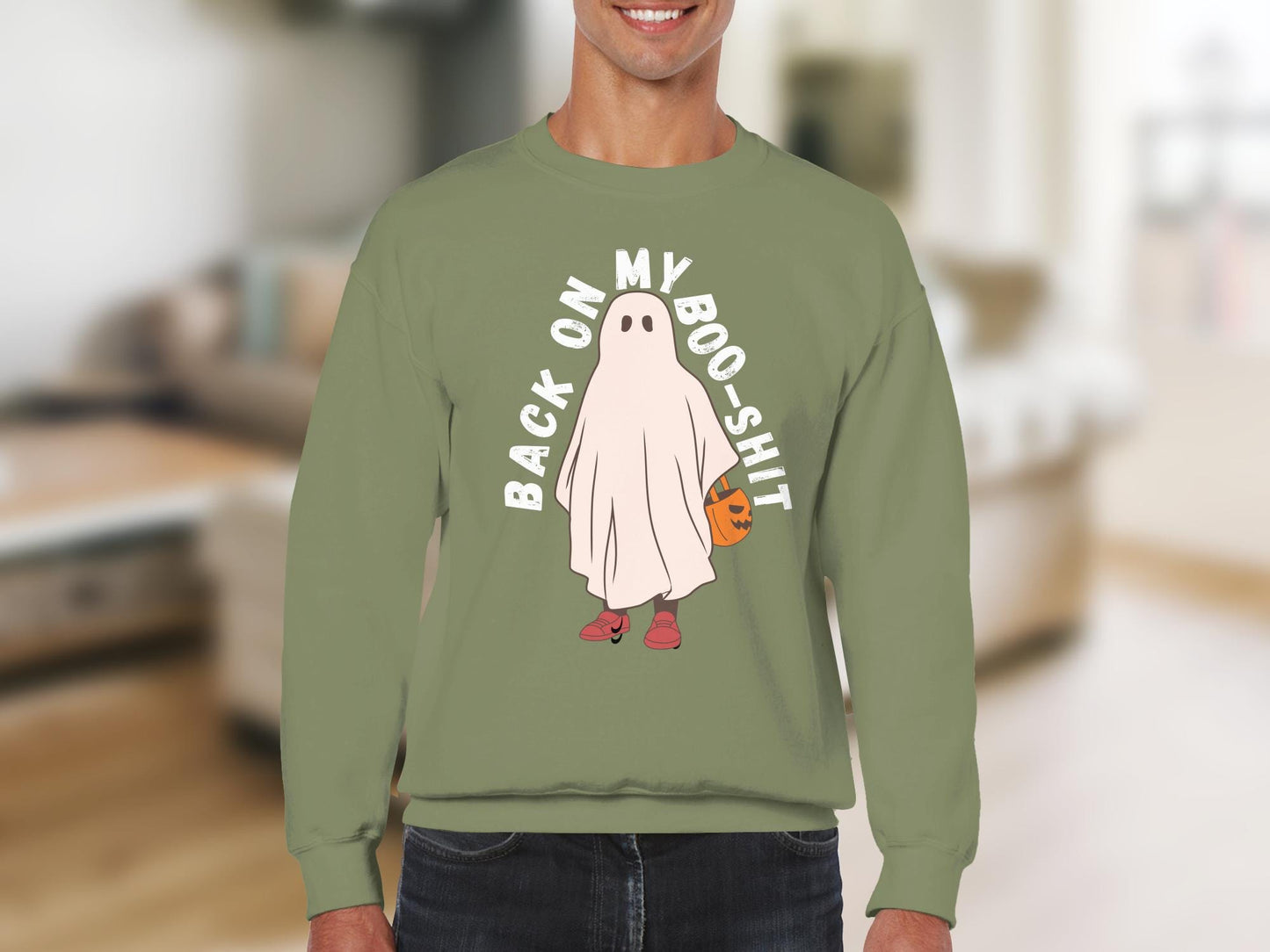 Funny Halloween T-Shirt, Back On My Boo Shit Ghost Design Tee, Spooky Halloween Costume Shirt, Humorous Graphic Tee, Halloween Apparel