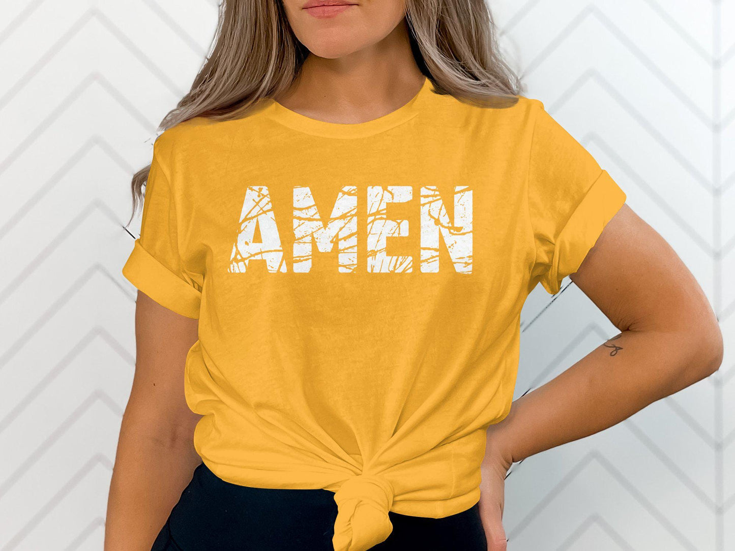 Bold Amen Graphic T-Shirt, Inspirational Amen Text Tee, Religious Faith Shirt, Motivational Christian Apparel, Unique Amen Print T-Shirt