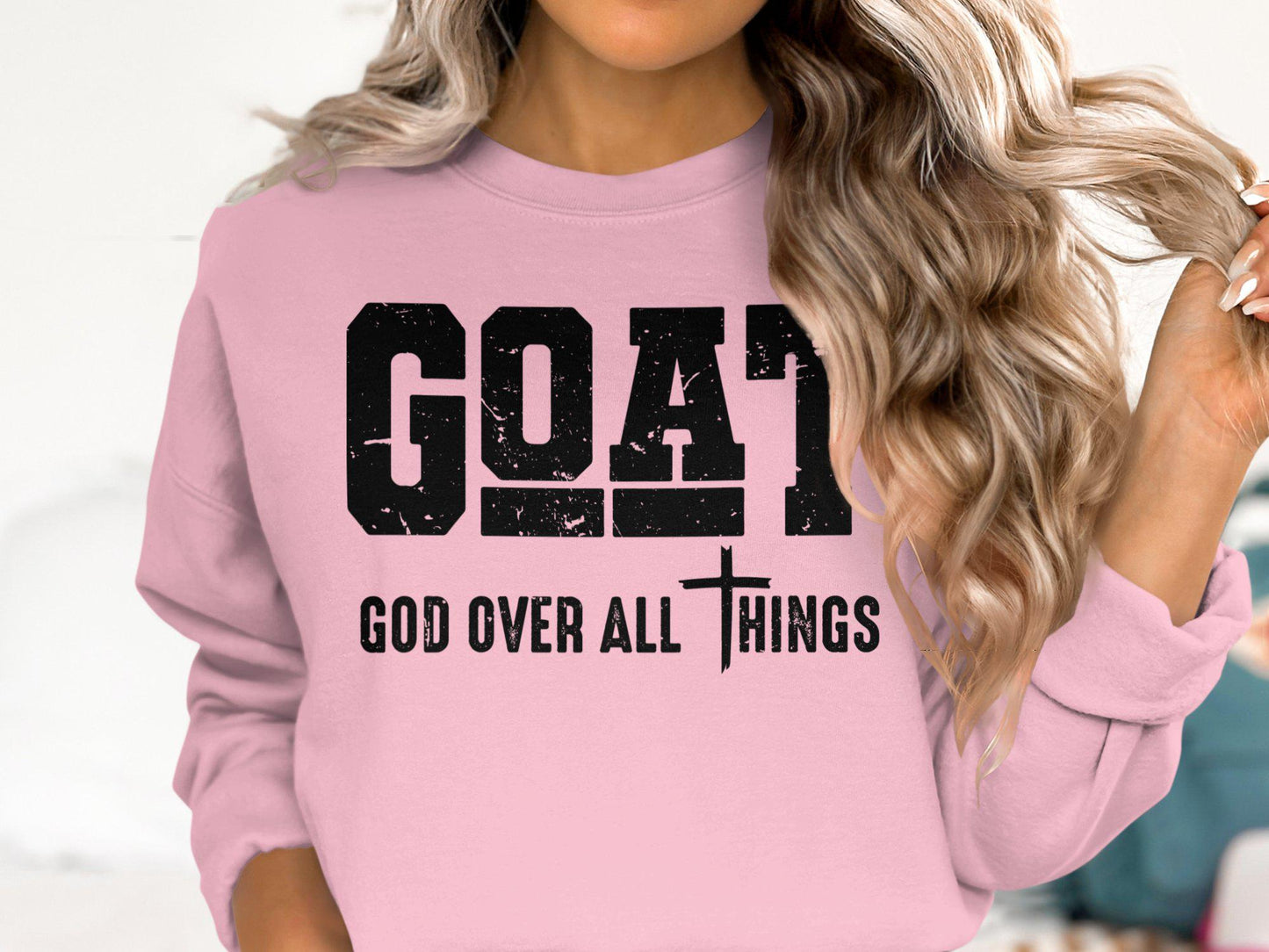 GOAT God Over All Things T-Shirt, Christian Inspiration Tee, Religious Faith Shirt, Spiritual Message Top, Motivational Clothing