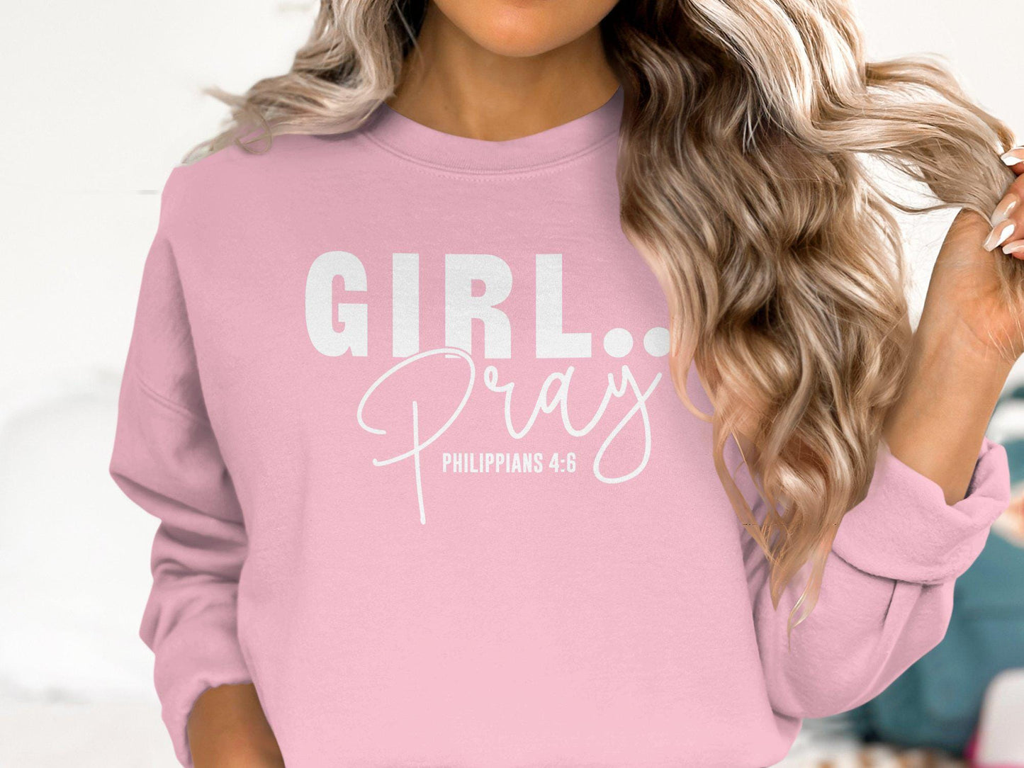 Inspirational Christian T-Shirt, Girl Pray Bible Verse Tee, Philippians 4 6 Shirt, Faith Based Clothing, Religious Gift for Women