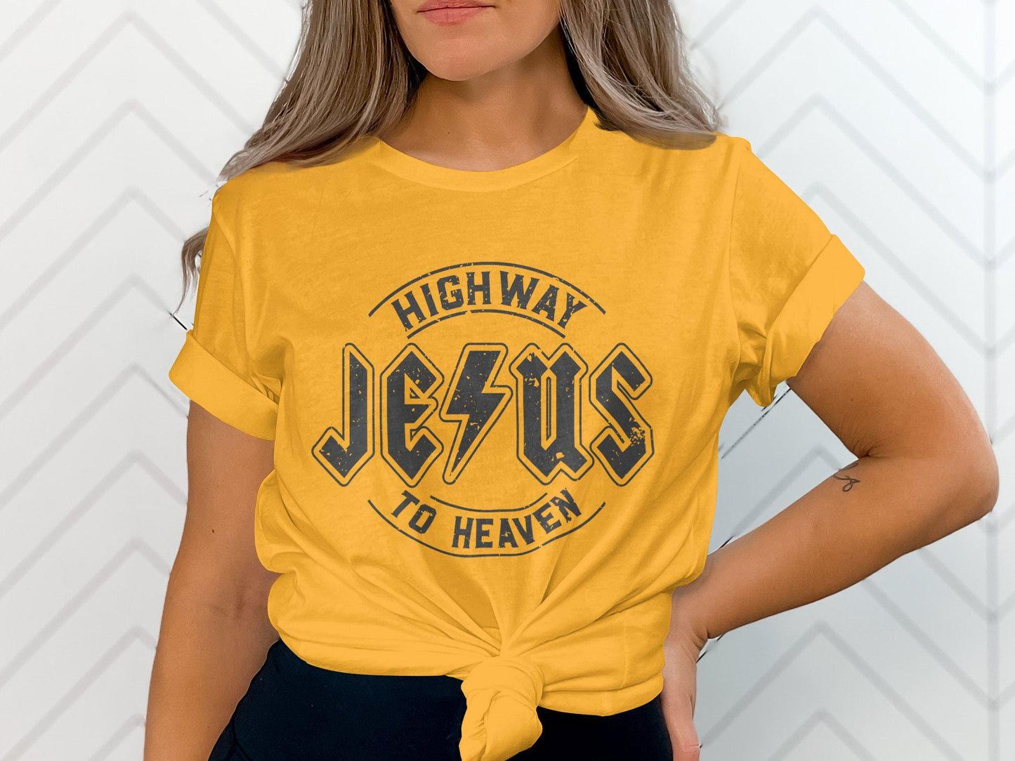 Jesus Highway to Heaven T-Shirt, Christian Graphic Tee, Faith Inspired Apparel, Religious Clothing, Casual Christian T-Shirt