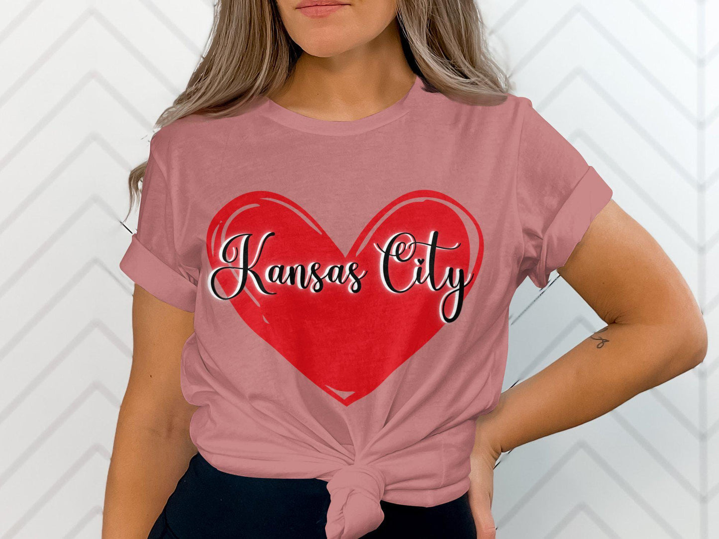 Kansas City Heart T-Shirt, Kansas City Lover Gift, Red Heart Graphic Tee, Kansas City Pride Shirt, Valentines Day Shirt