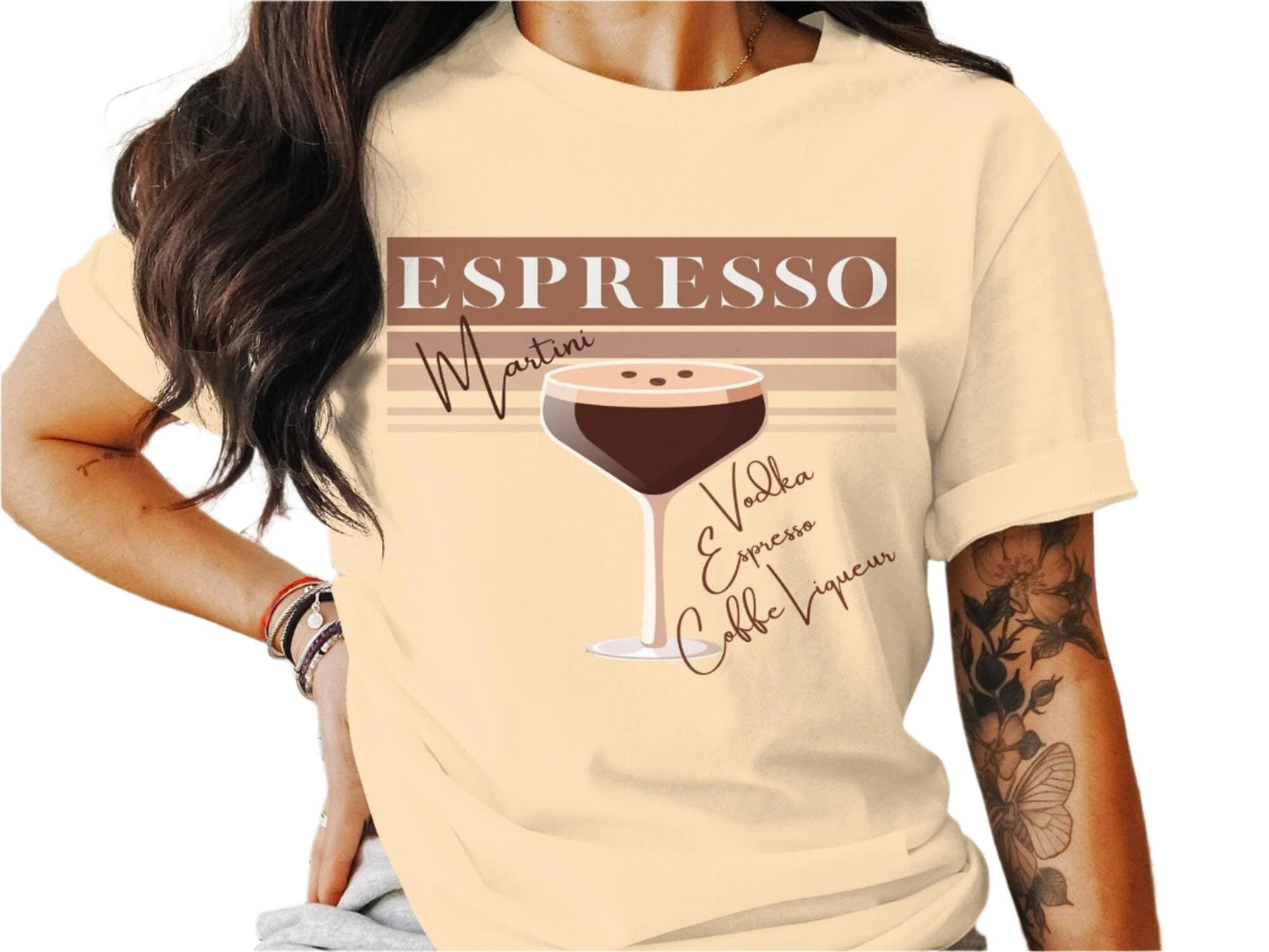 Espresso Martini Graphic T-Shirt, Vodka Espresso Coffee Liqueur Shirt, Unique Drink Lover Tee, Trendy Cocktail T-Shirt