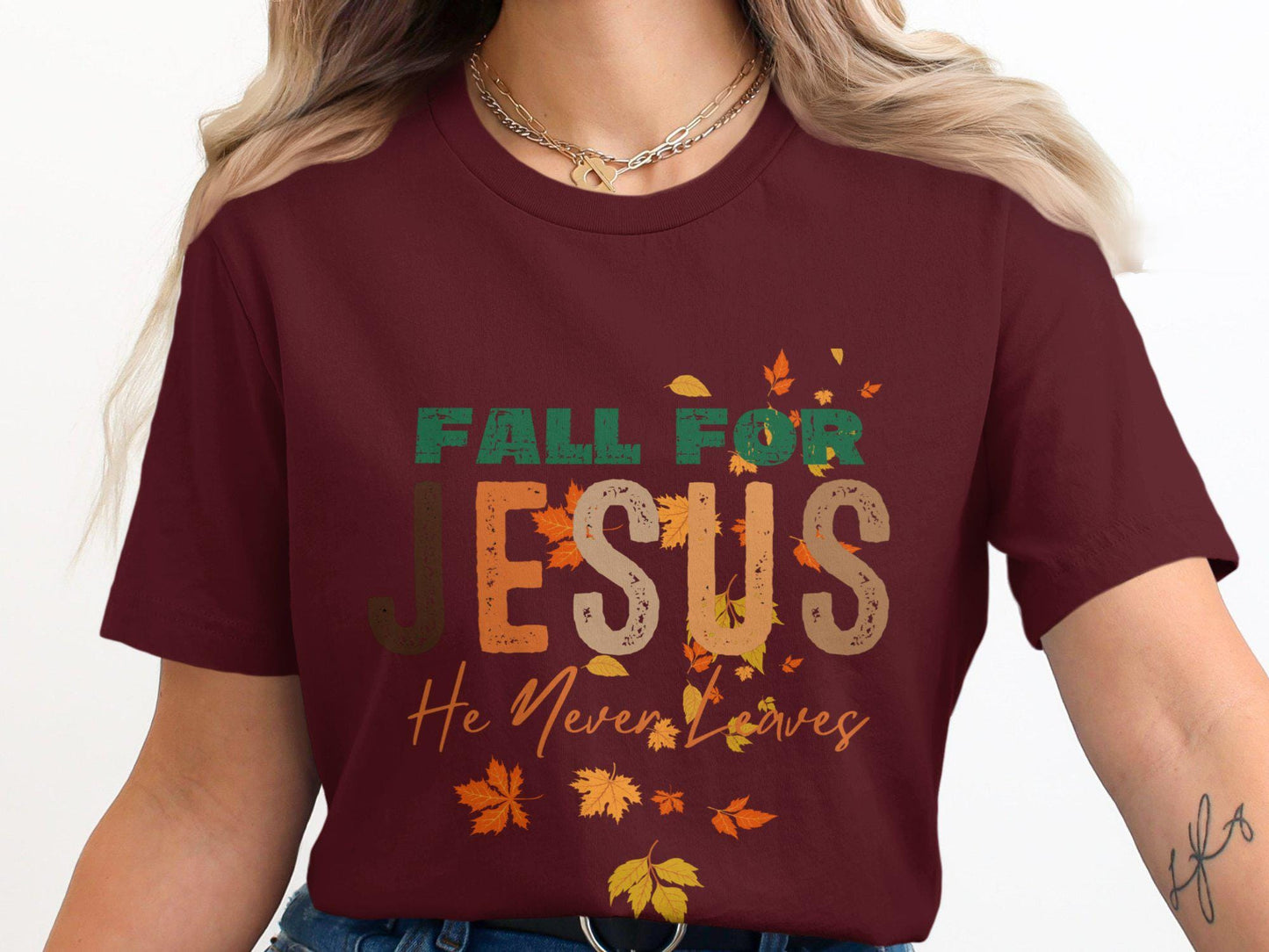 Fall For Jesus T-Shirt, Religious Autumn Tee, Christian Fall Apparel, Inspirational Faith Clothing, Gift for her, Gift for mom, Christian