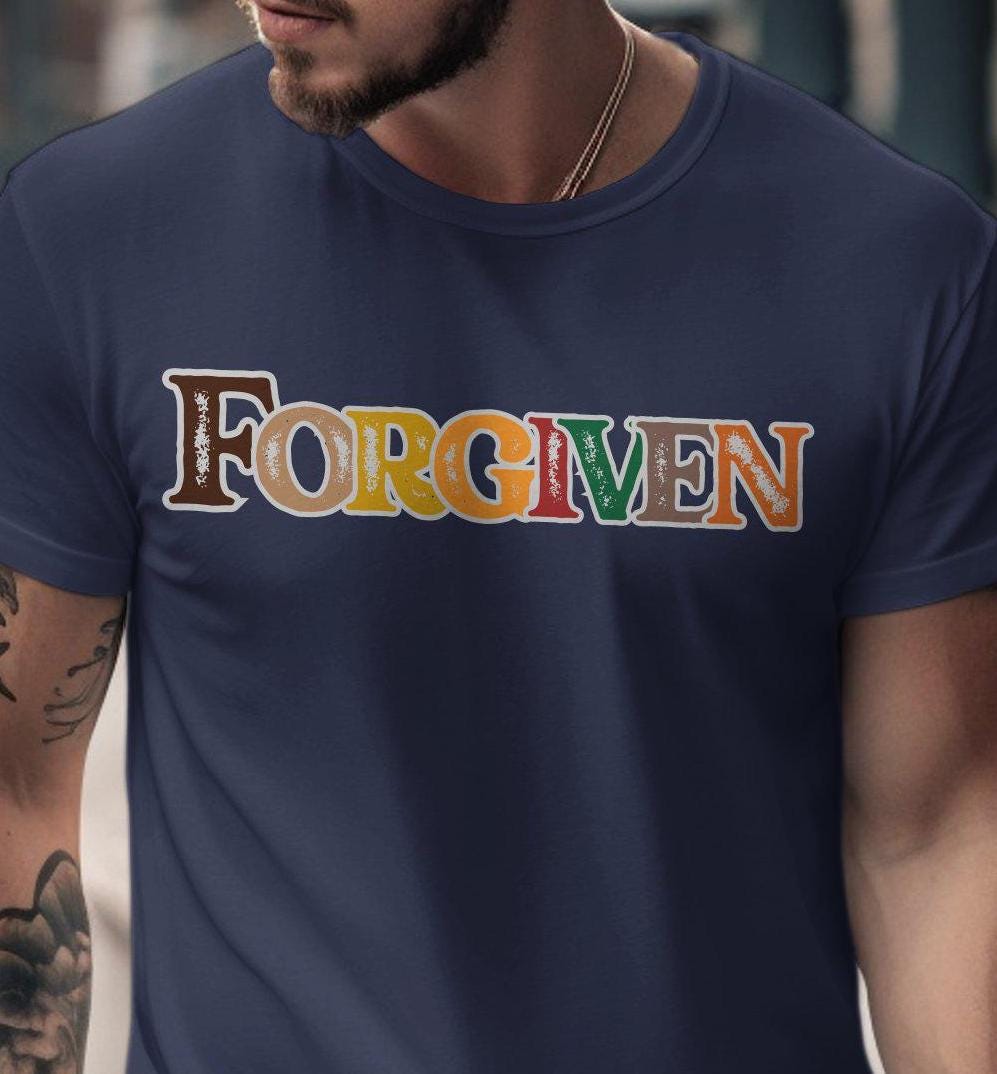 Retro Forgiven Graphic Tee, Vintage Inspired Forgiven T-Shirt, Faith Statement Shirt, Spiritual Message Tee, Christian Apparel
