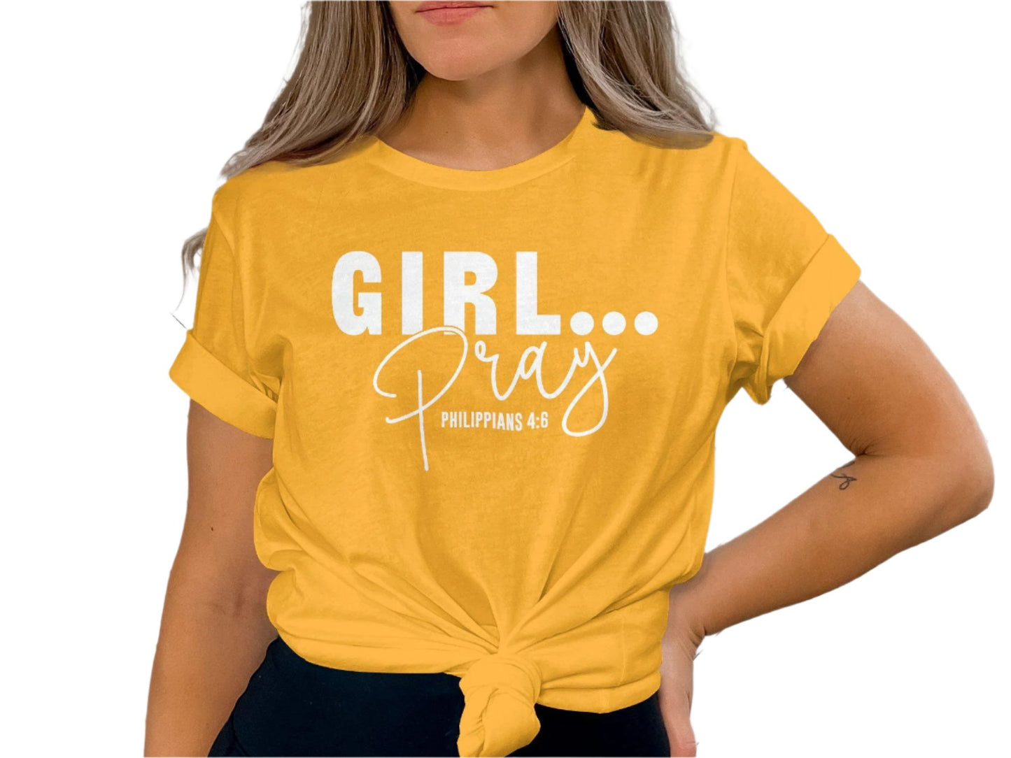 Inspirational Christian T-Shirt, Girl Pray Bible Verse Tee, Philippians 4 6 Shirt, Faith Based Clothing, Religious Gift for Women