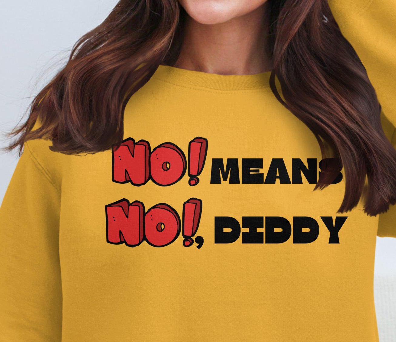 Funny No Means No Diddy T-Shirt, Humorous Graphic Tee, No Means No Shirt Unique Slogan, Casual Wear, Gift Idea, Unisex T-Shirt
