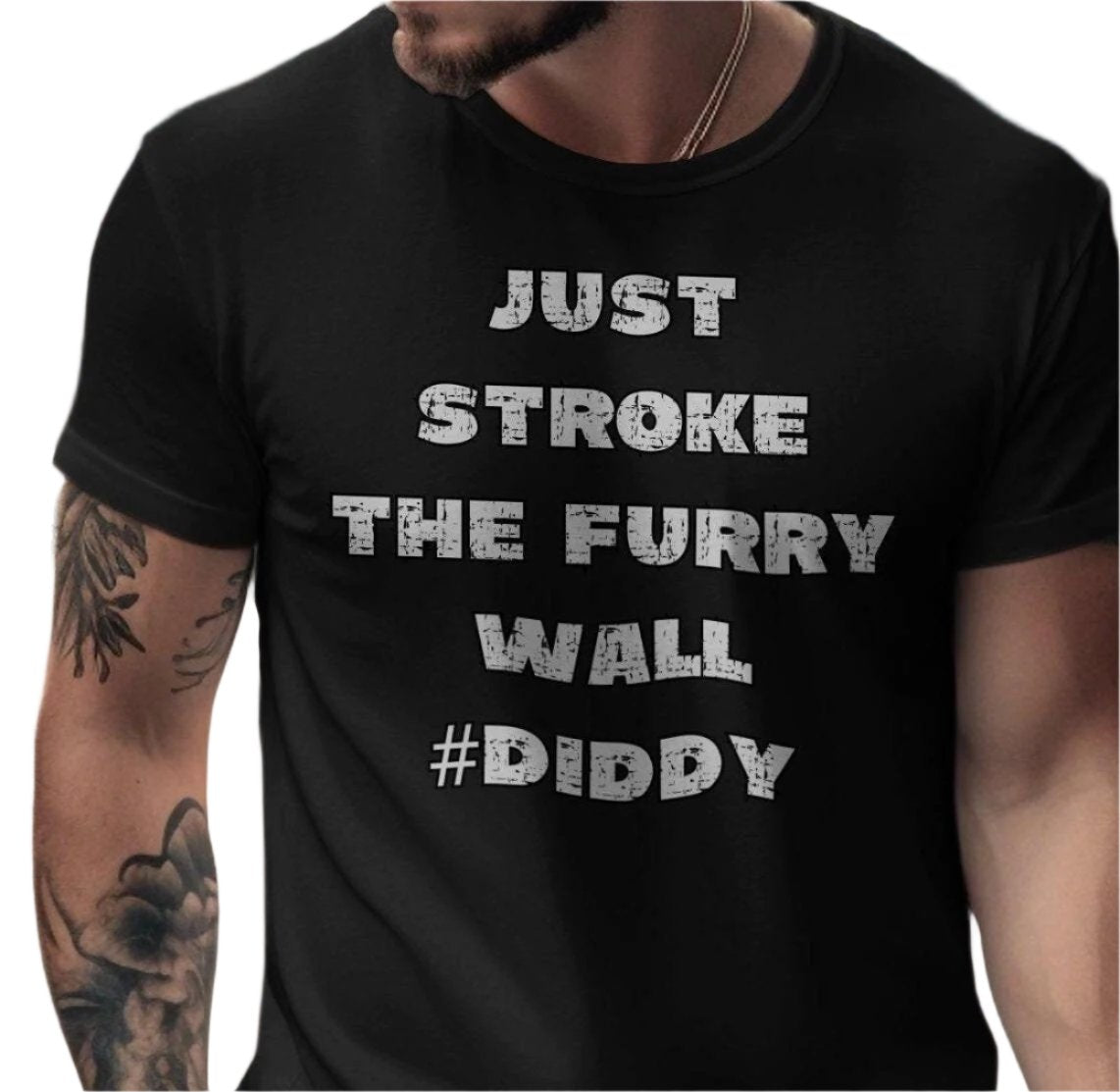 Just Stroke the Furry Wall Diddy T-Shirt, Funny T-Shirt, Graphic Tee, Cool T-Shirt for Casual Wear, Novelty T-Shirt, Trendy Design