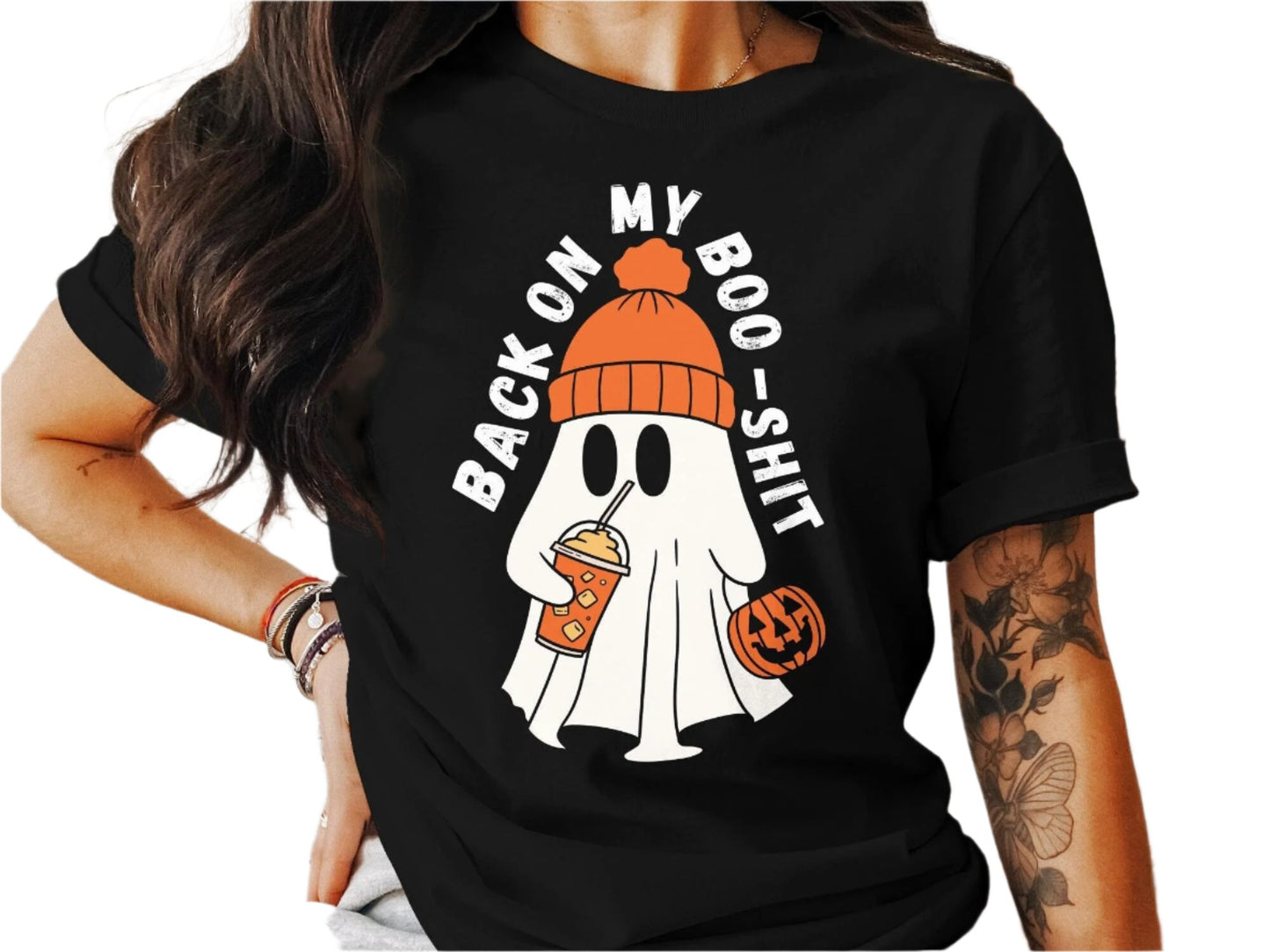 Back On My Boo Shit Ghost T-Shirt, Funny Halloween Graphic Tee, Spooky Season Top, Cute Ghost Shirt, Halloween Party Outfit