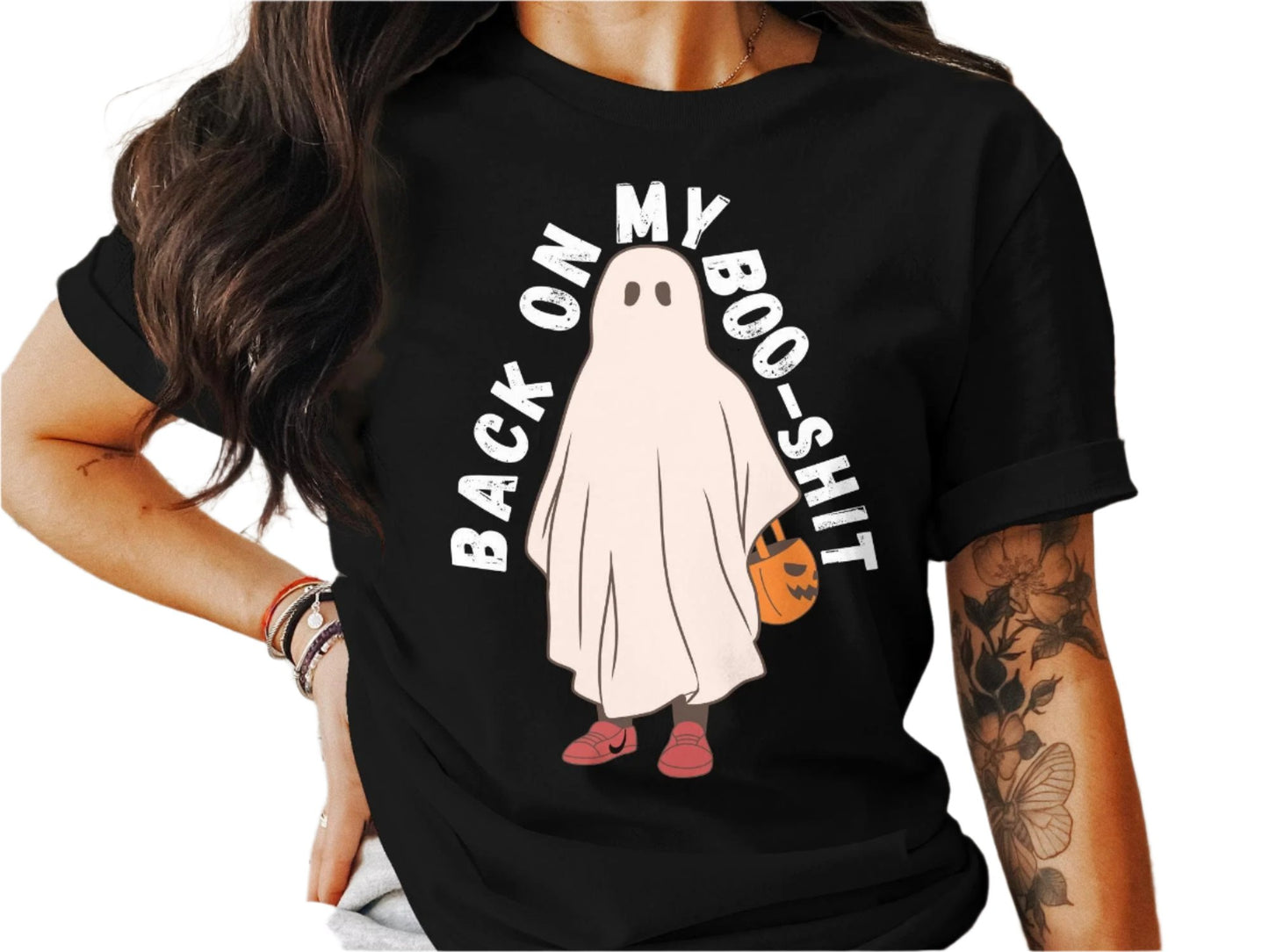 Funny Halloween T-Shirt, Back On My Boo Shit Ghost Design Tee, Spooky Halloween Costume Shirt, Humorous Graphic Tee, Halloween Apparel