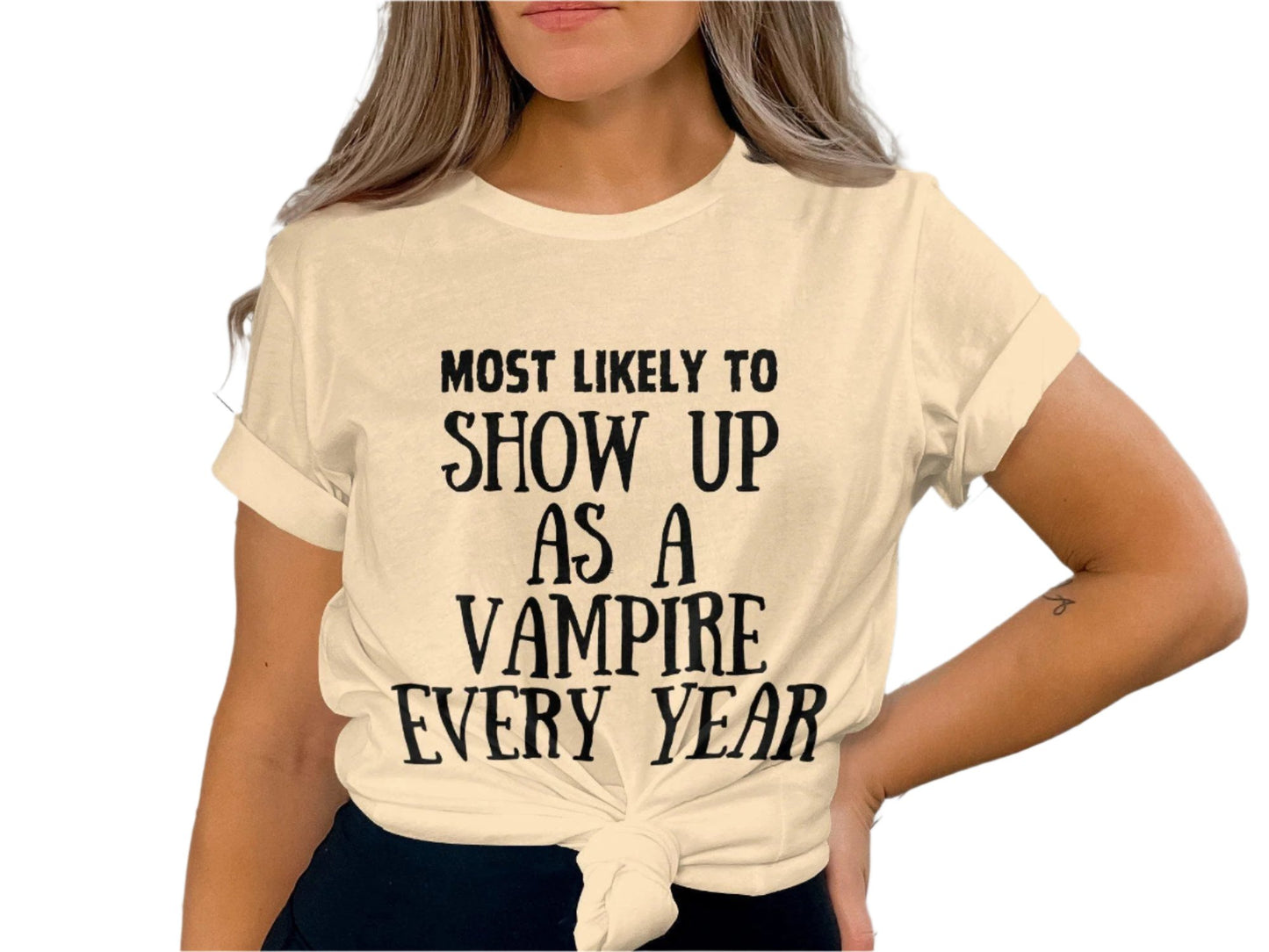 Most Likely to Show Up as a Vampire Every Year Halloween Shirt, Funny Halloween Costume T-Shirt, Vampire Lover Shirt, Halloween Tee