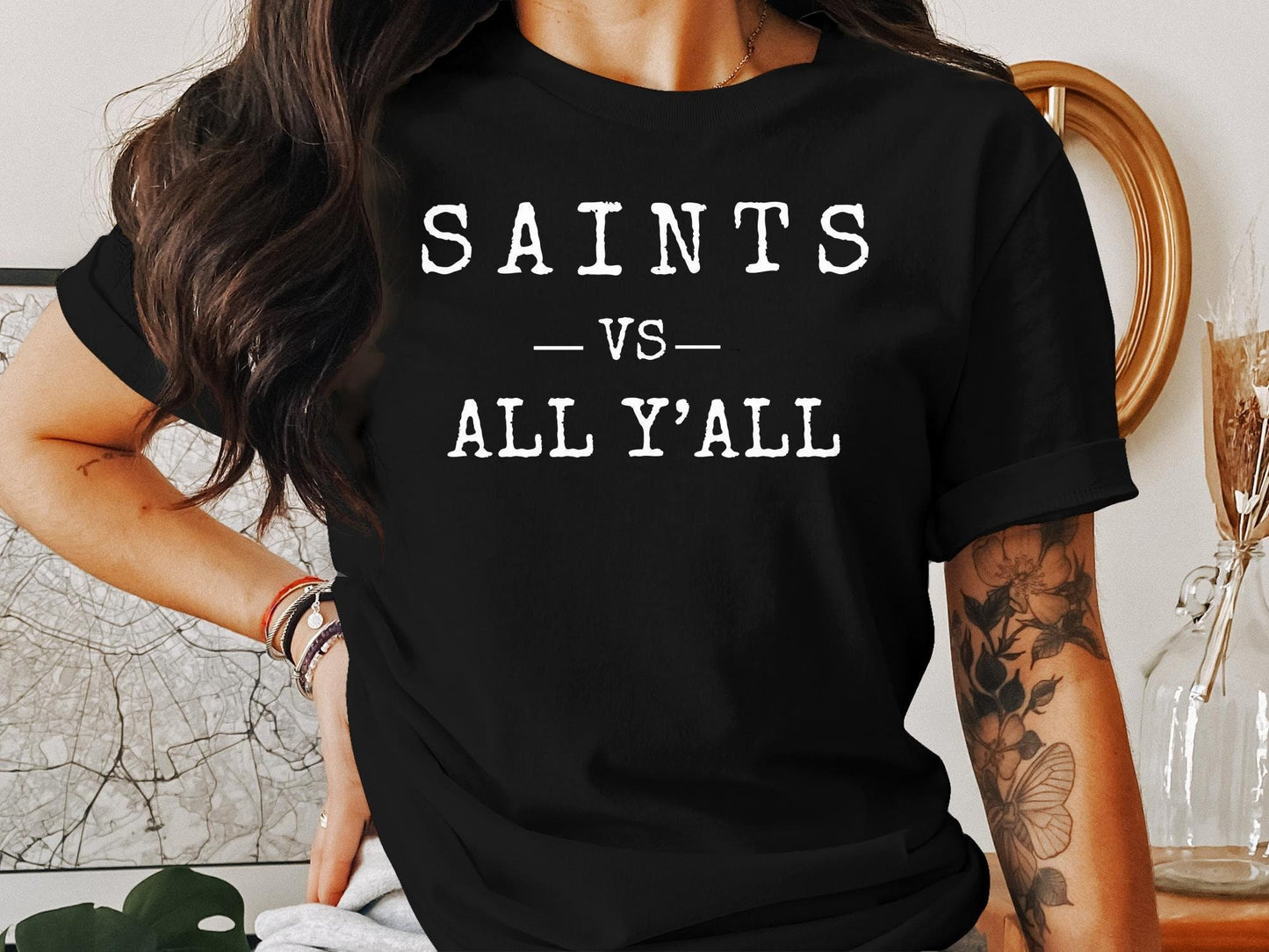 Saints vs All Y All T Shirt, Funny Graphic Tee for Football Fans, Unisex Casual Top, Gift for Him or Her, Trendy Game Day Shirt