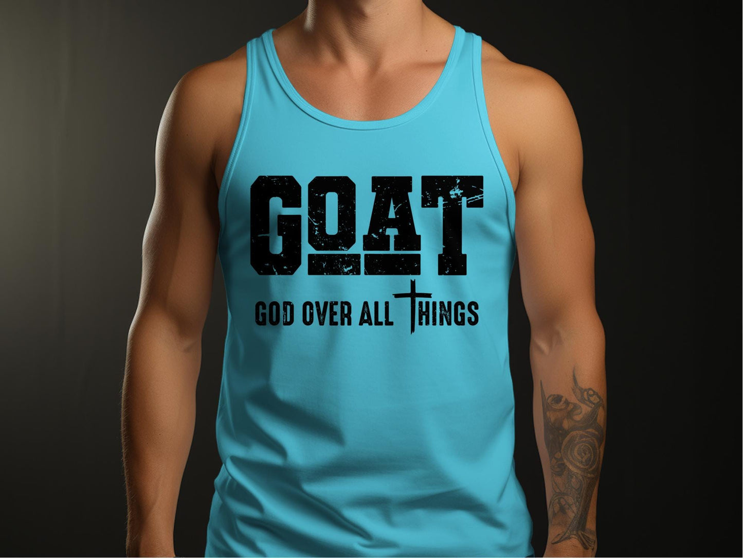 GOAT God Over All Things T-Shirt, Christian Inspiration Tee, Religious Faith Shirt, Spiritual Message Top, Motivational Clothing