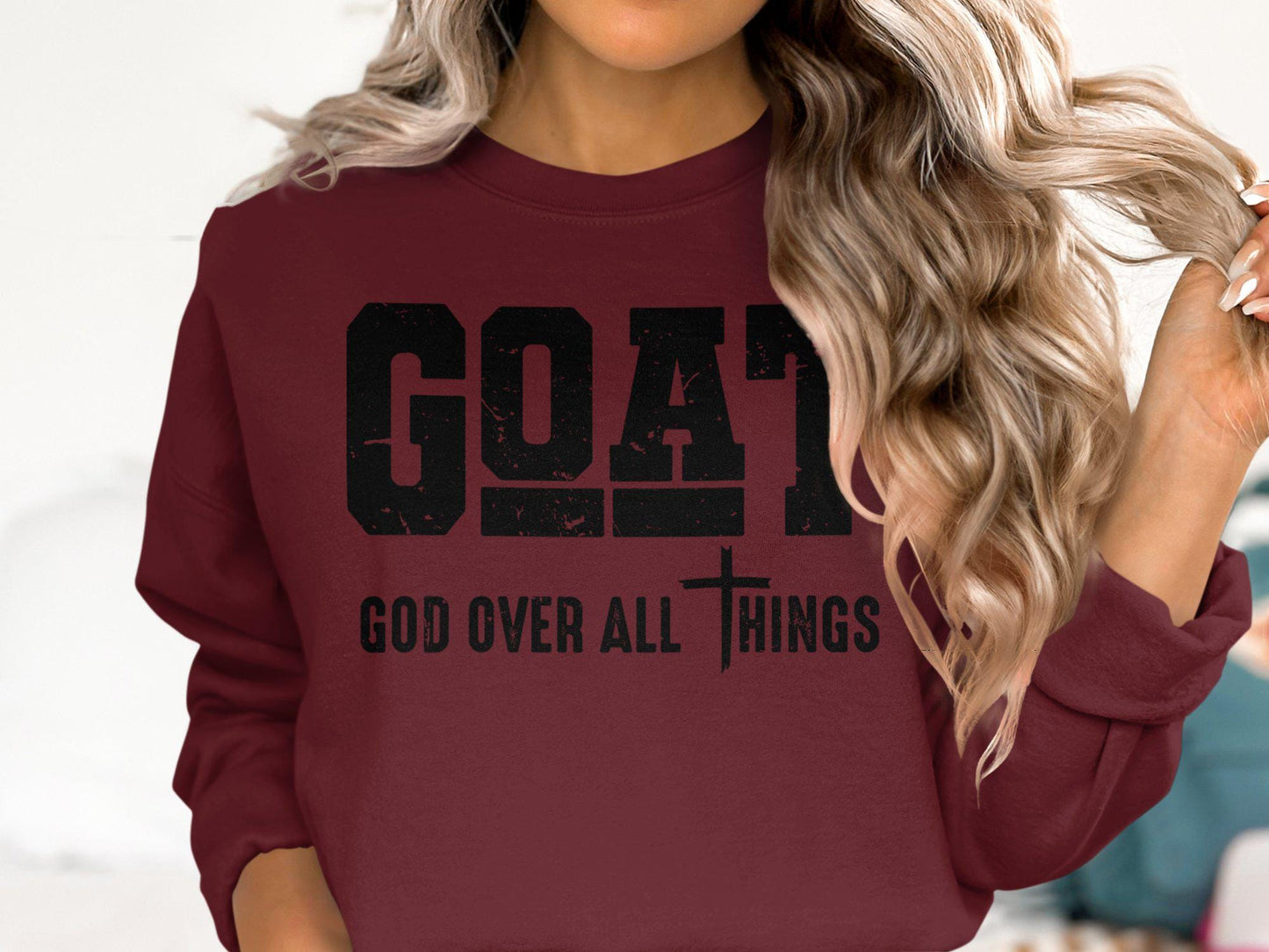 GOAT God Over All Things T-Shirt, Christian Inspiration Tee, Religious Faith Shirt, Spiritual Message Top, Motivational Clothing