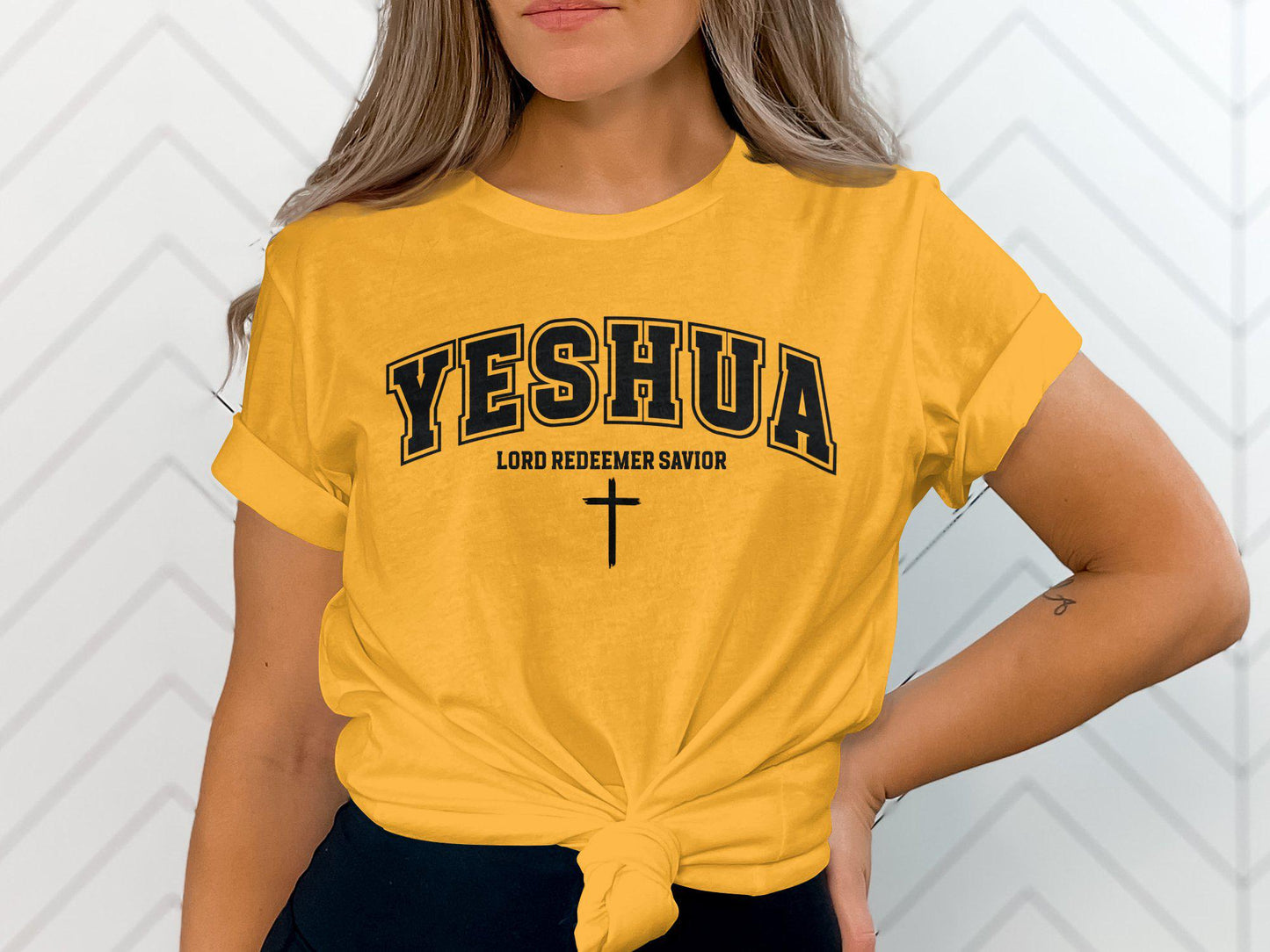 Yeshua Lord Redeemer Savior Graphic Tee, Christian Faith T-Shirt, Spiritual Faithful Shirt, Religious Casual Top, Inspirational Wear