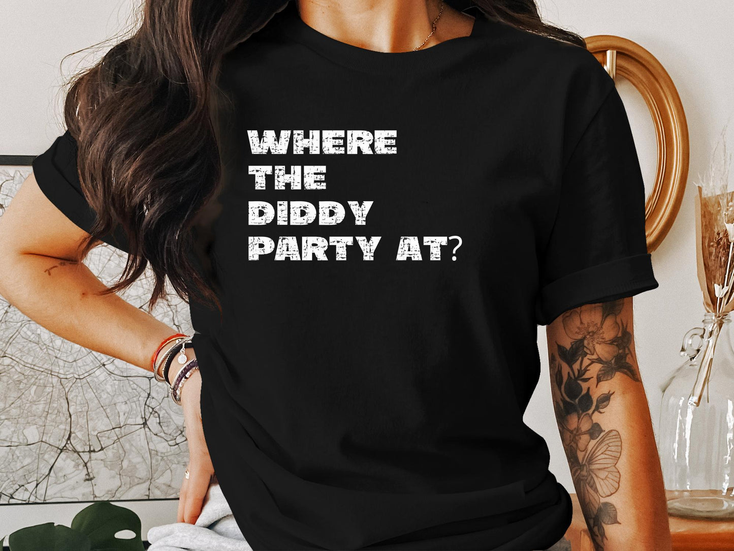 Diddy, Diddy Party, Where the Diddy Party at, Joke T-Shirt, Humorous Top, Casual Statement Shirt, Trendy, Diddler